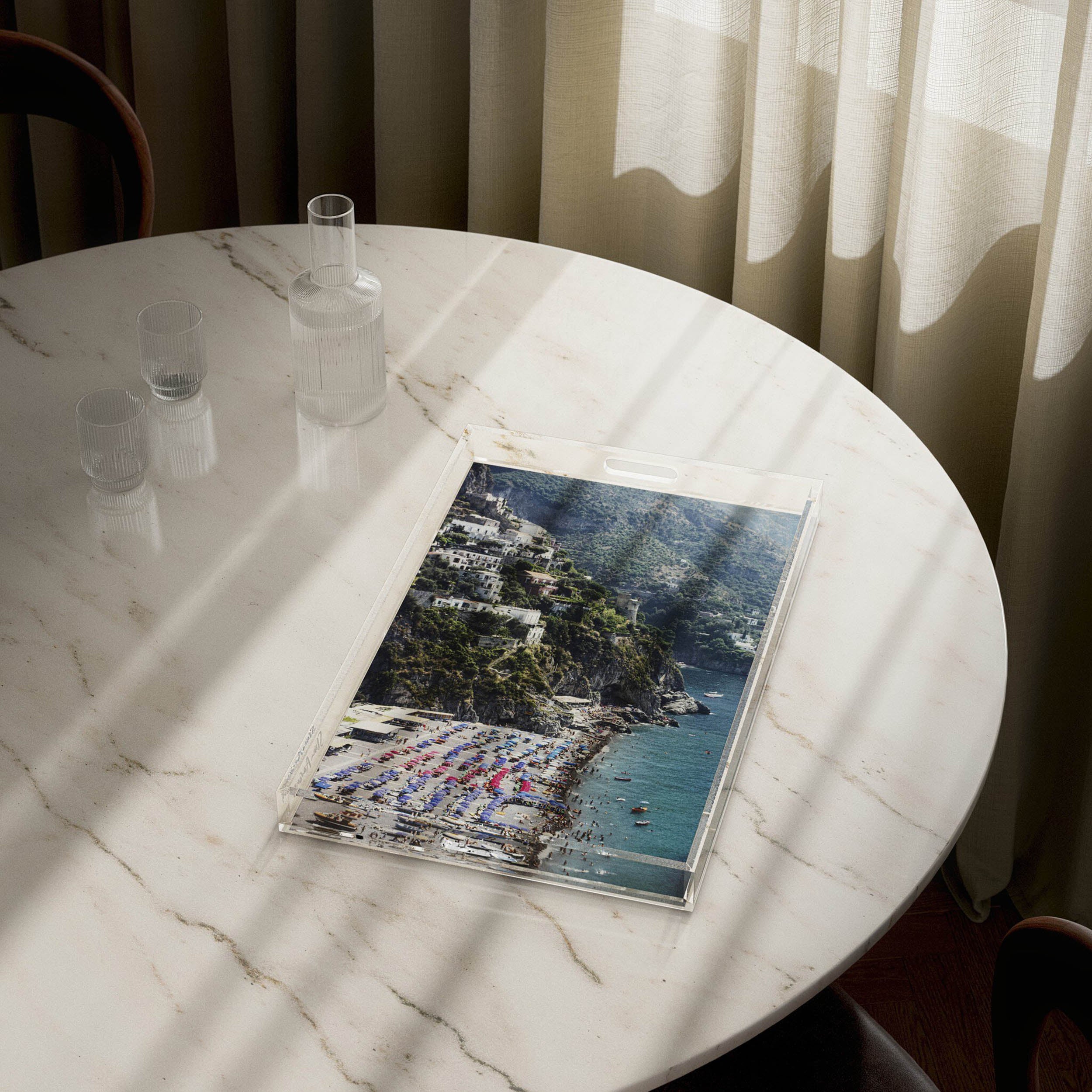 Beach In Positano Tray by Slim Aarons, 1/4" Clear Cast Acrylic