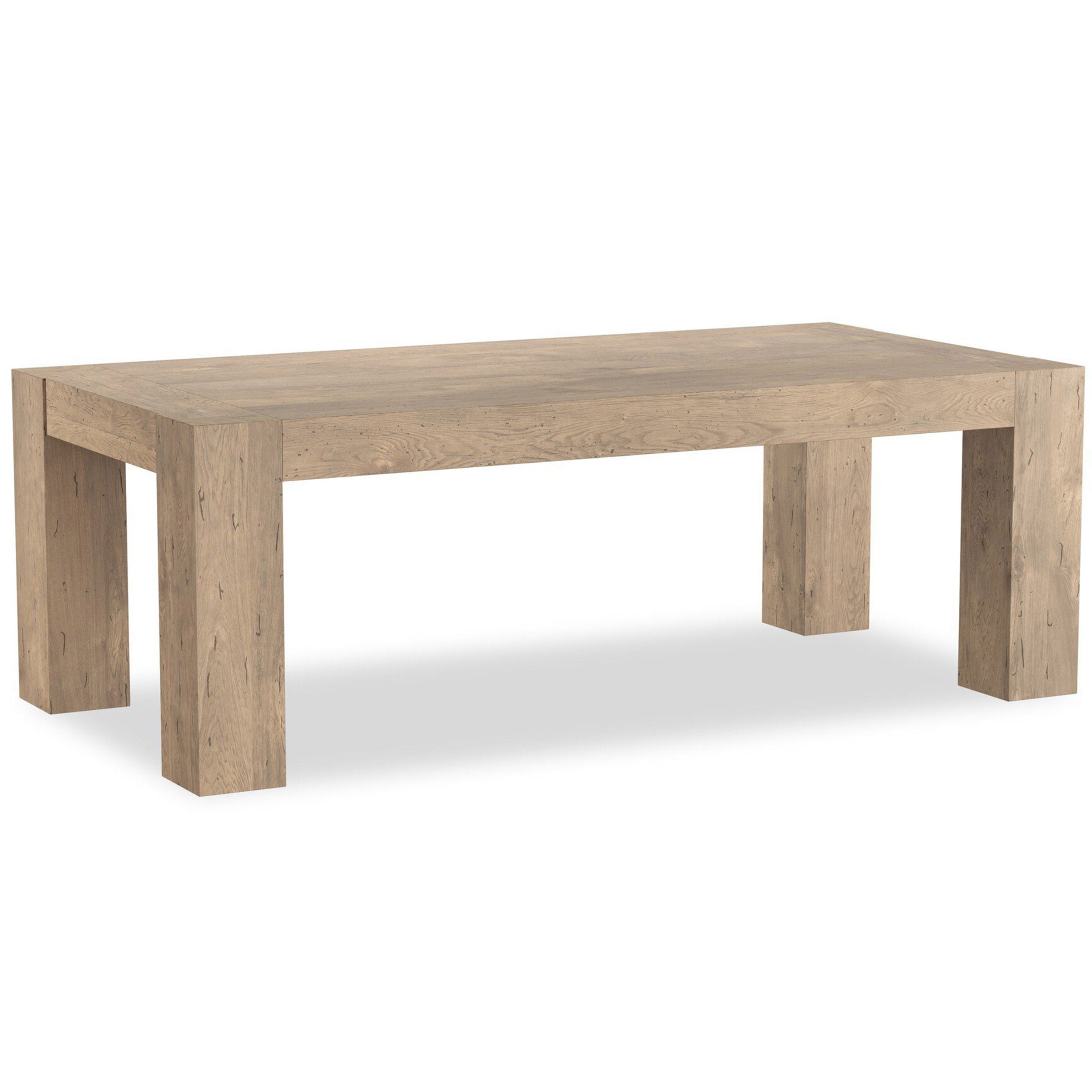Abaso Dining Table, Whitewash Rustic Wormwood Oak