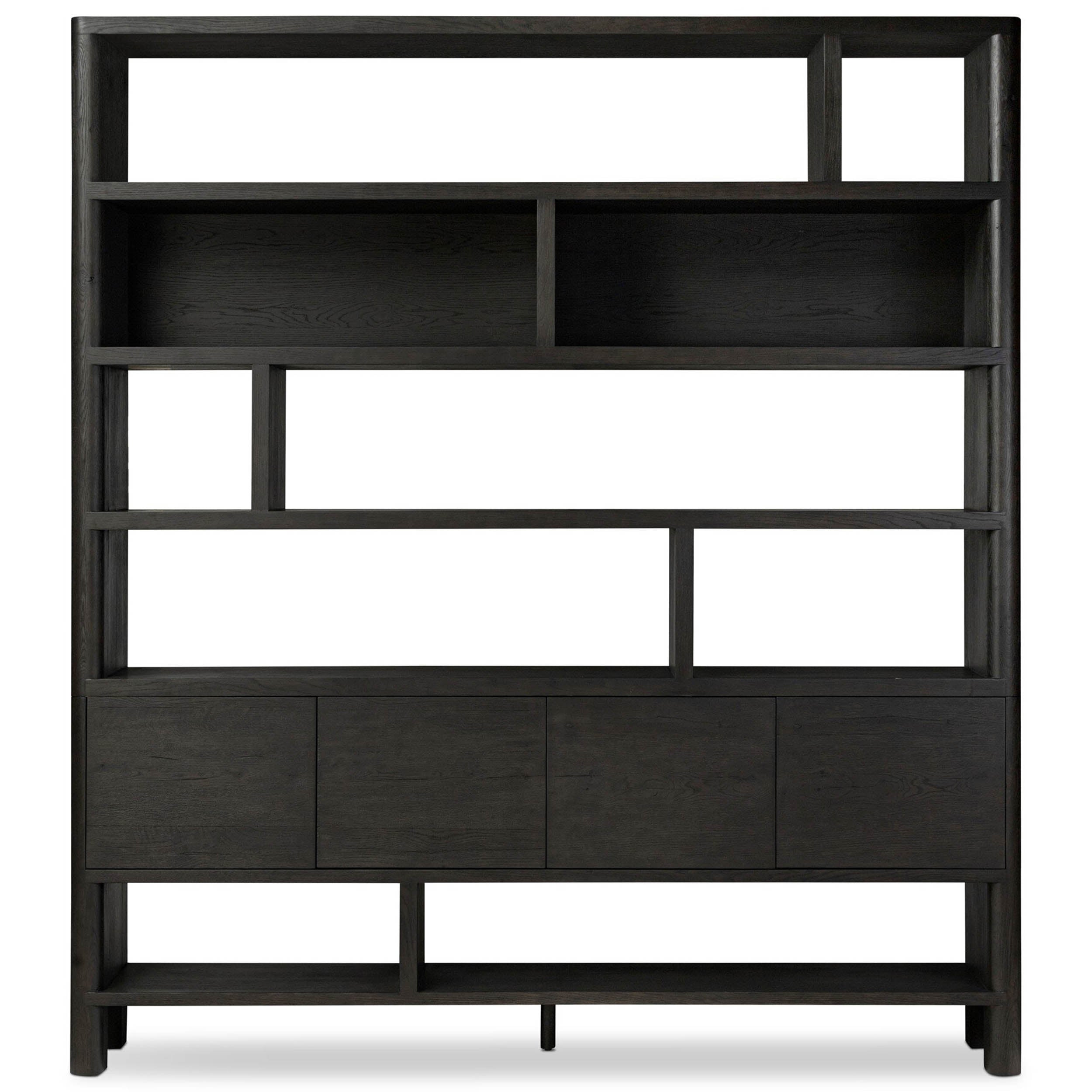 Noeline Wide Bookcase, Smoked Black Oak