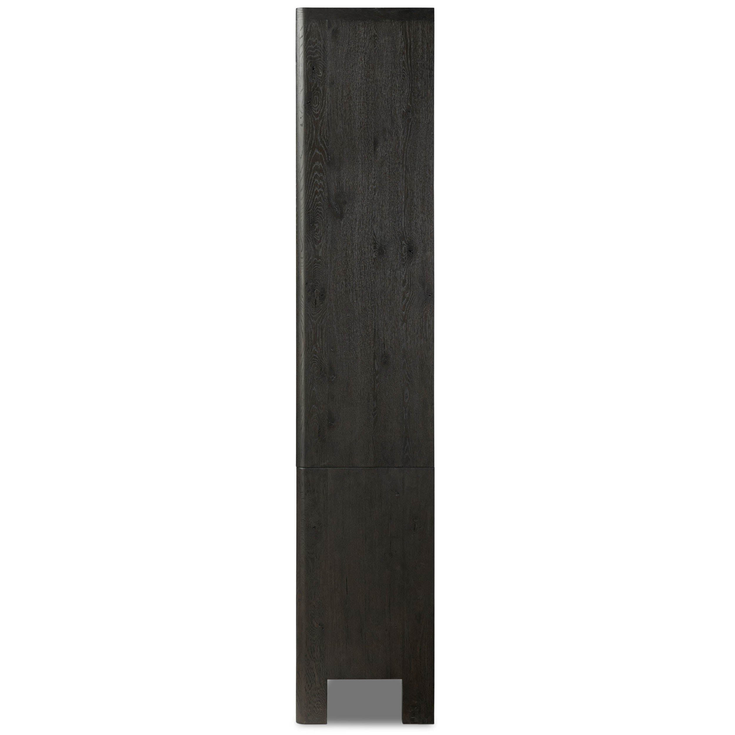Noeline Wide Bookcase, Smoked Black Oak