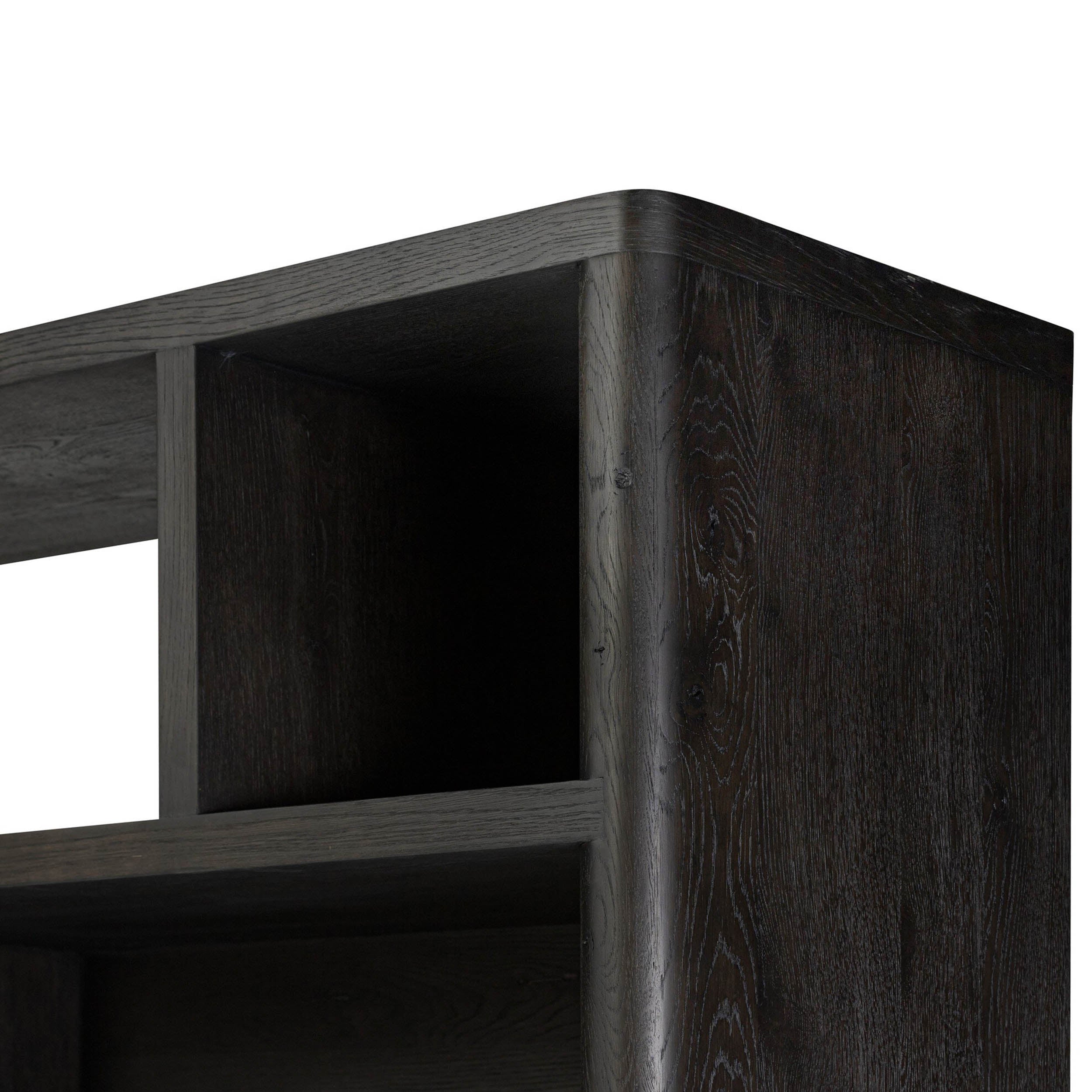 Noeline Wide Bookcase, Smoked Black Oak
