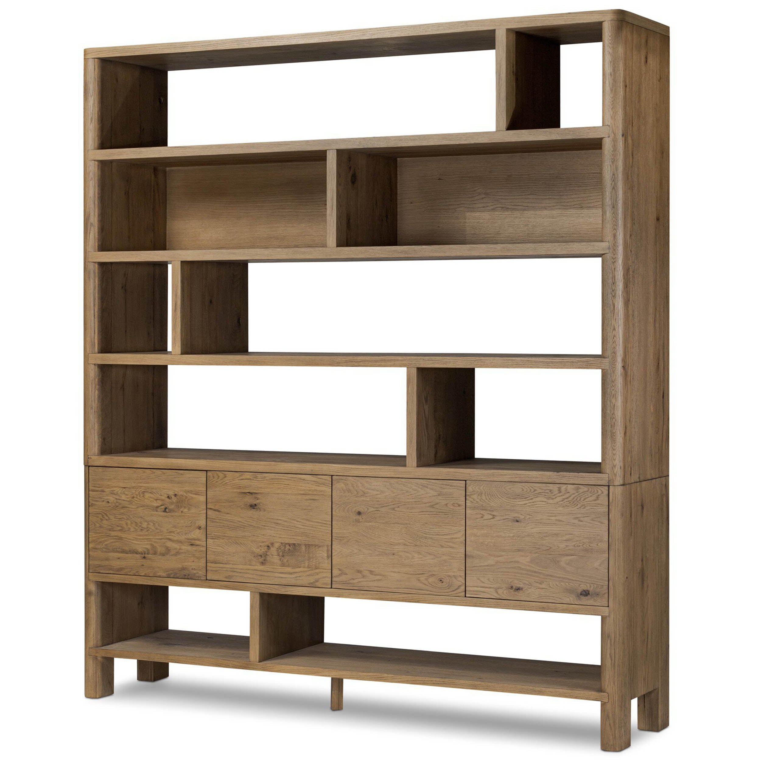 Noeline Wide Bookcase, Worn Oak