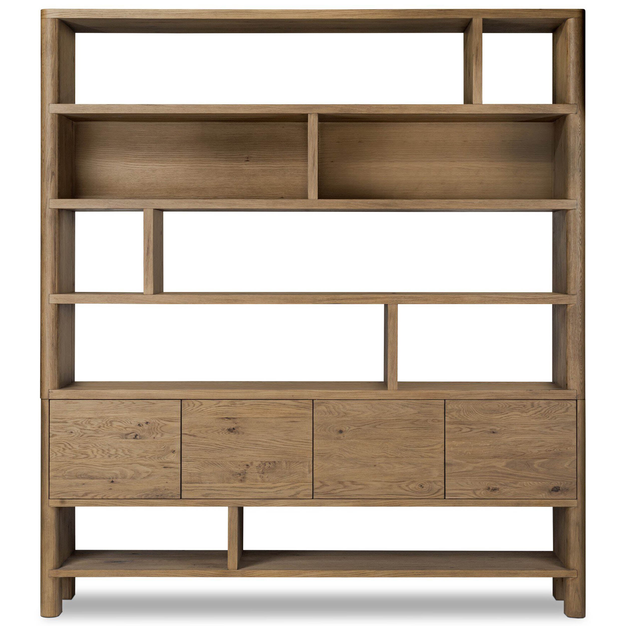 Noeline Wide Bookcase, Worn Oak