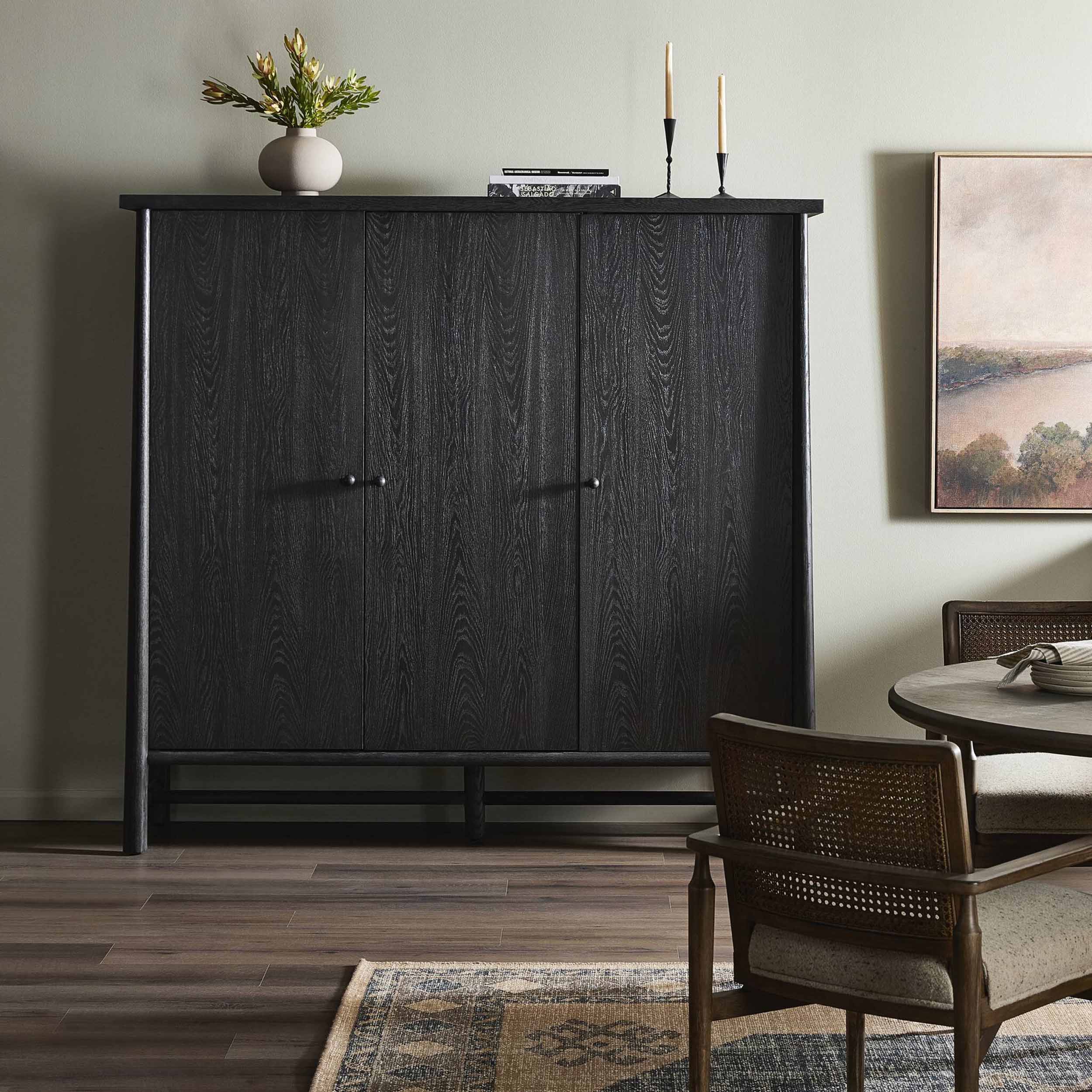 Renaud 3-Door Cabinet, Charcoal Oak Veneer