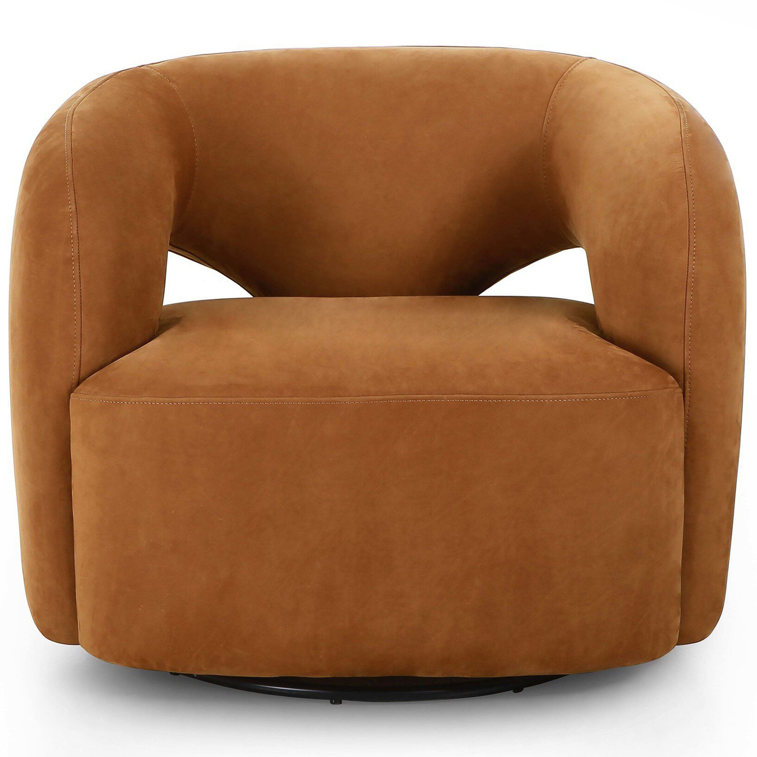 Mazie Swivel Chair, Nubuck Cognac