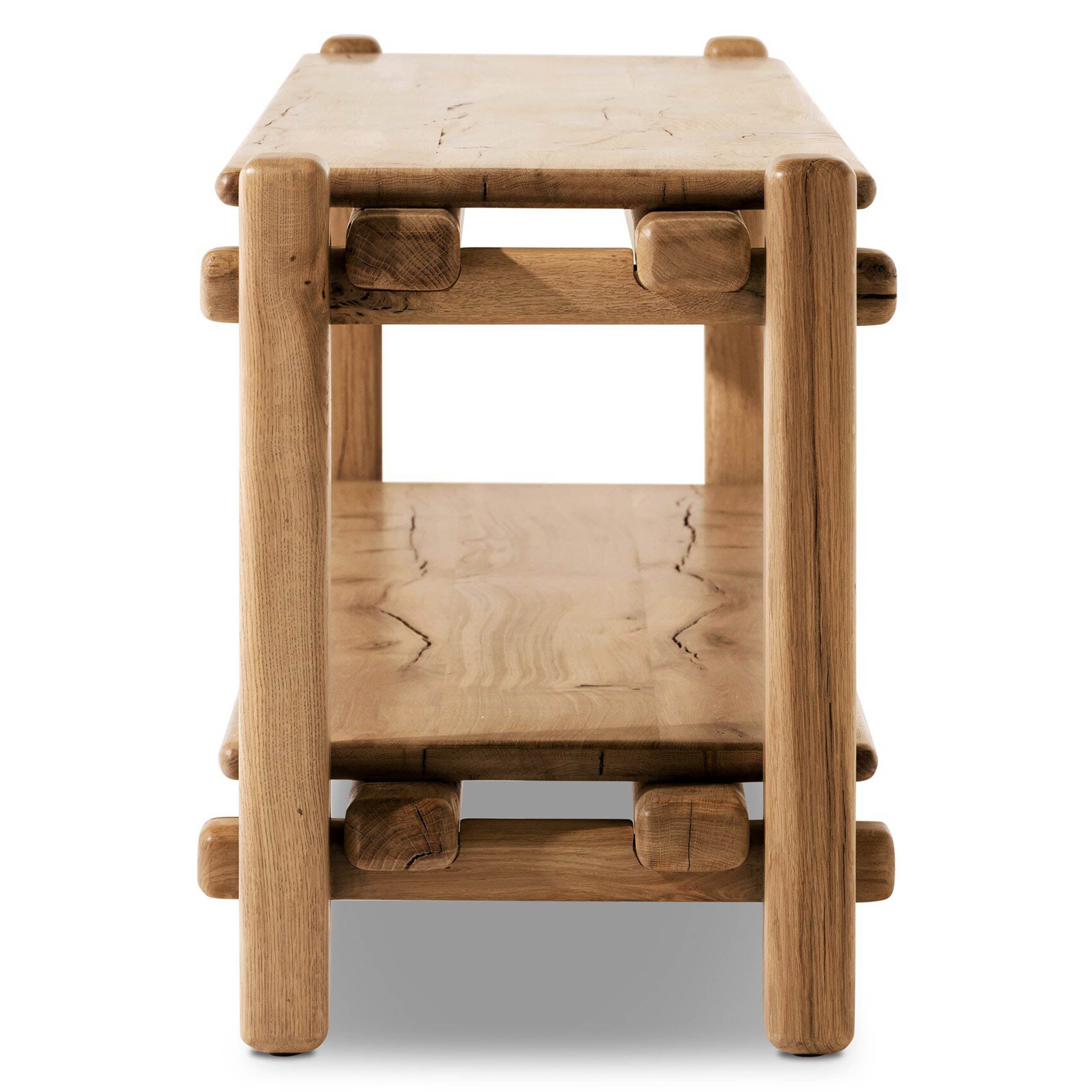 Marcia Low Console Table, Natural Reclaimed French Oak