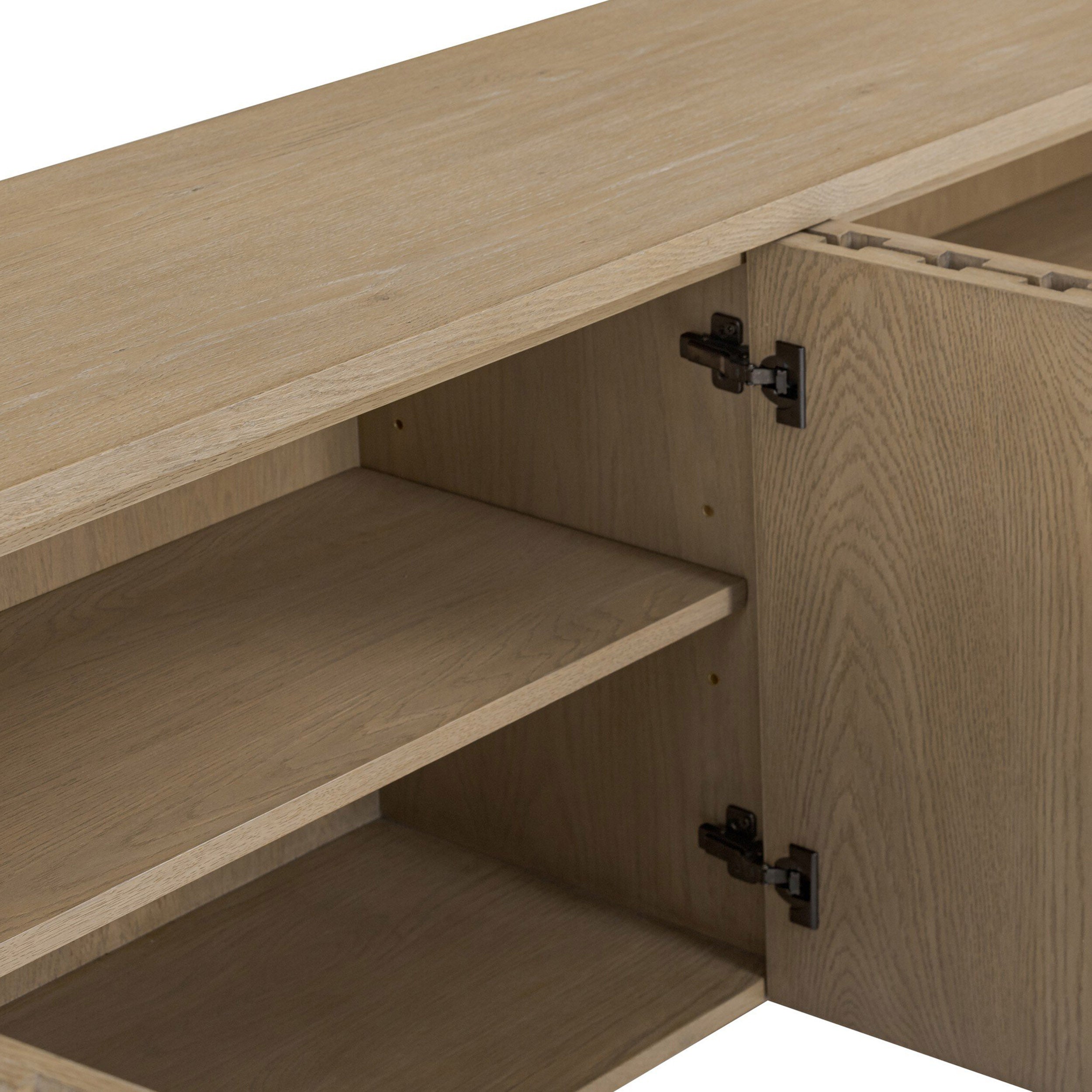 Ramos Media Console, Bleached Oak Veneer