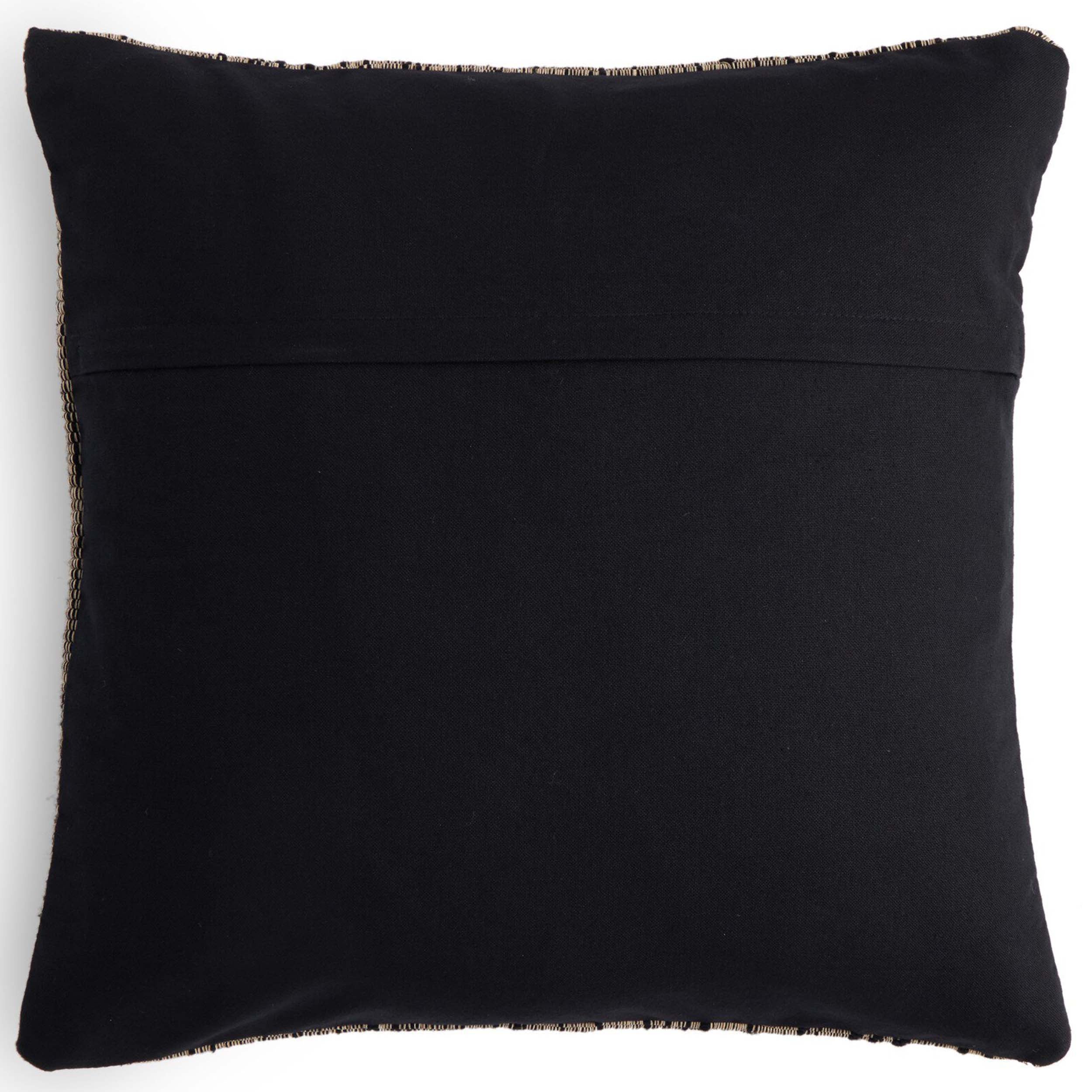 Handwoven Stripe Wool Pillow, Black Wool