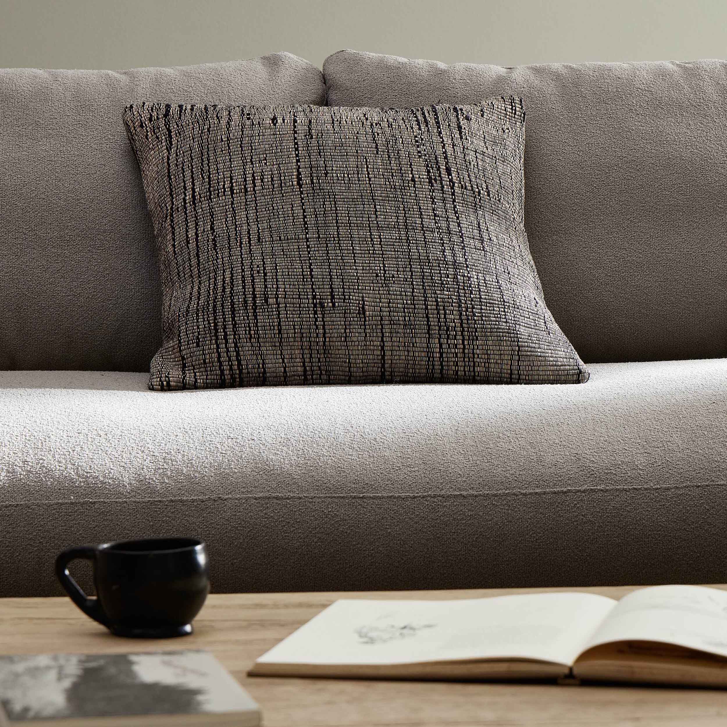 Handwoven Stripe Wool Pillow, Black Wool