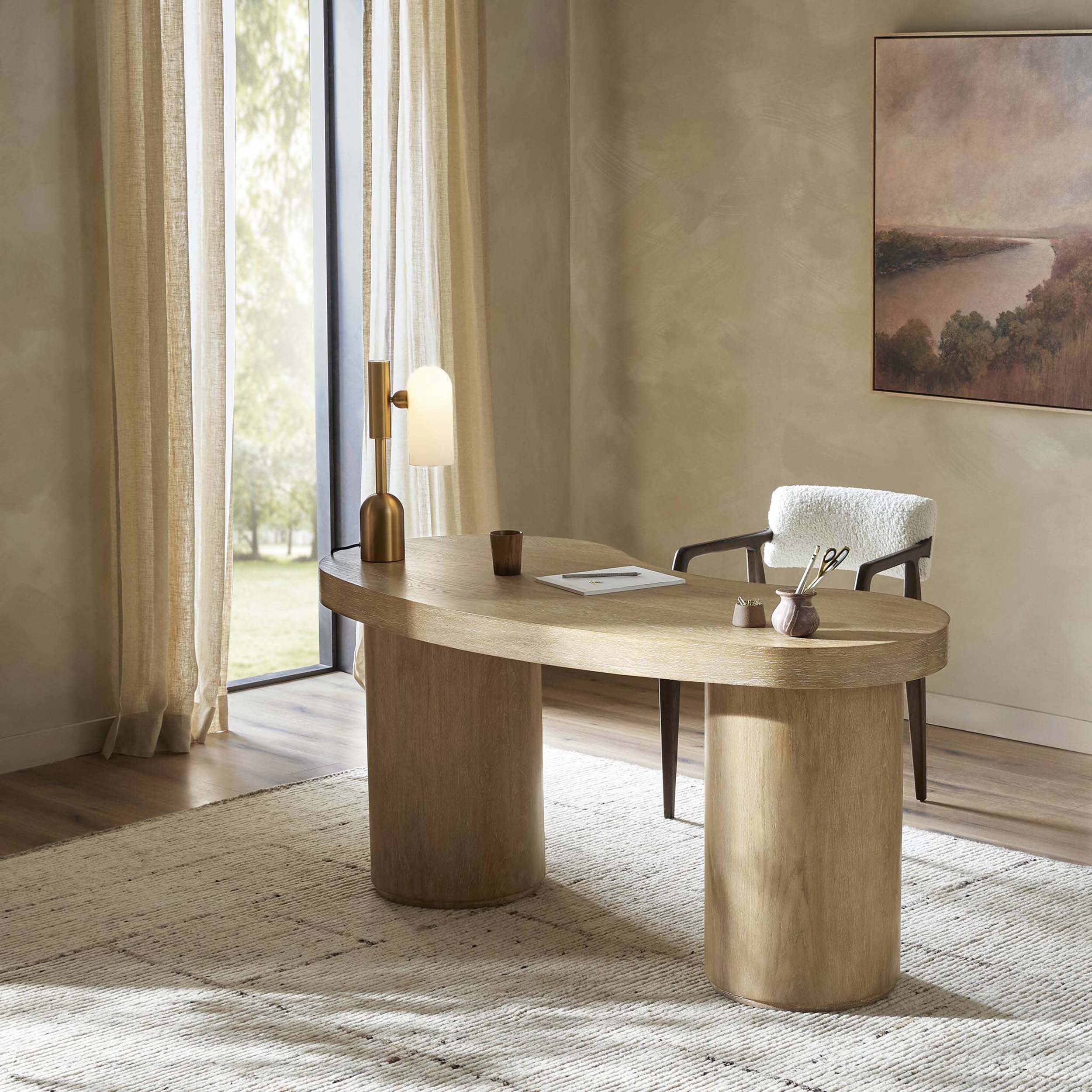 Leeds Desk, Blonde Oak Veneer