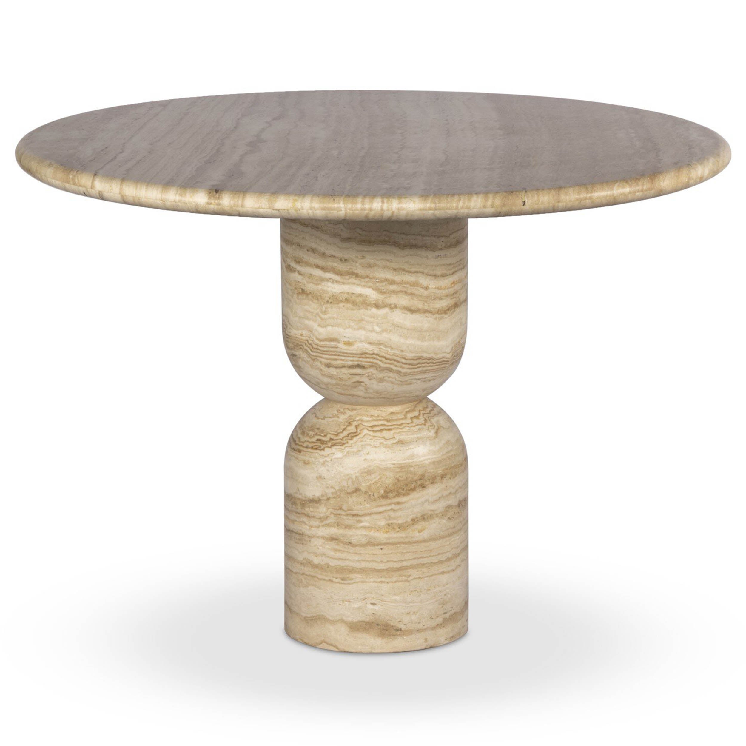 Figueroa Dining Table, Light Beige Travertine