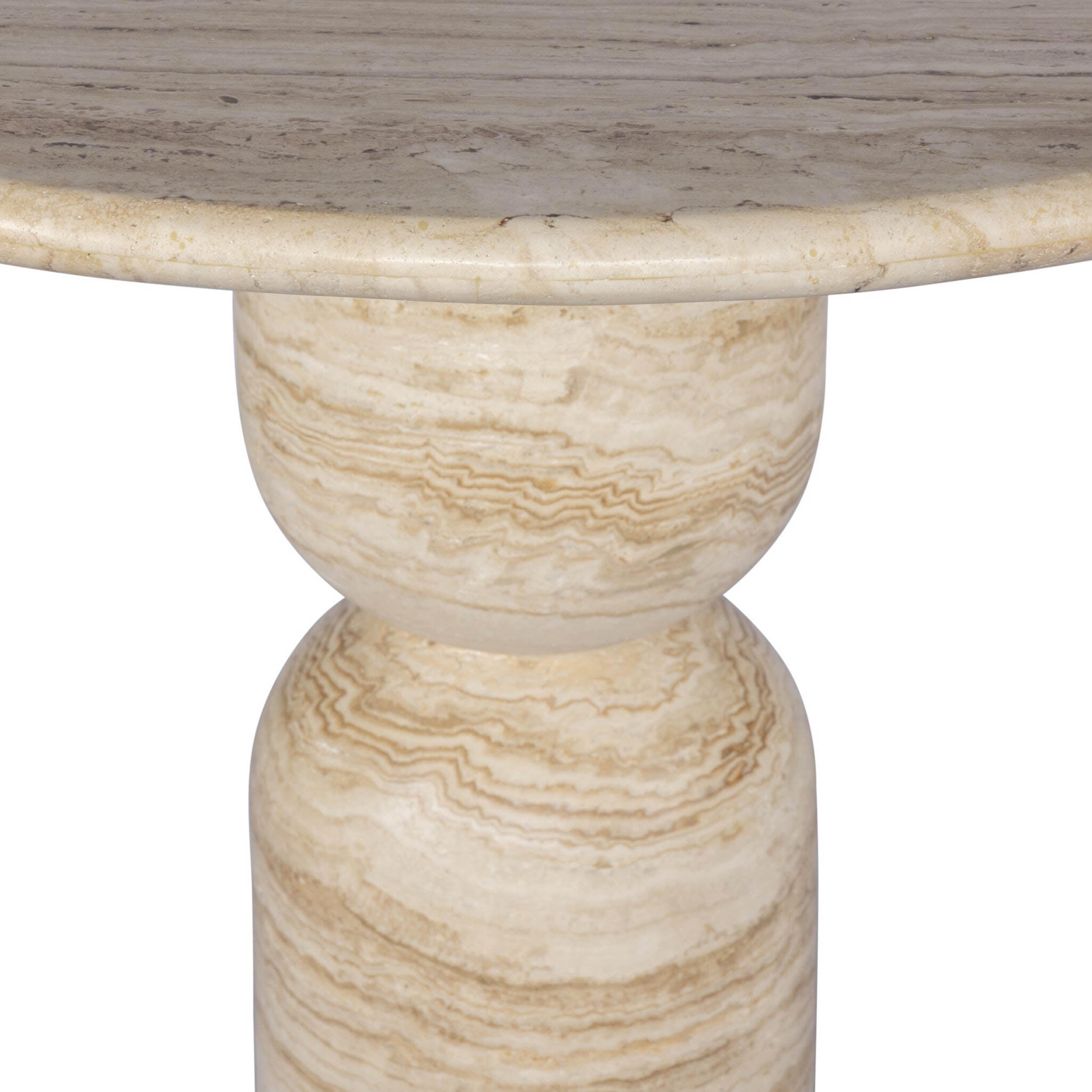 Figueroa Dining Table, Light Beige Travertine