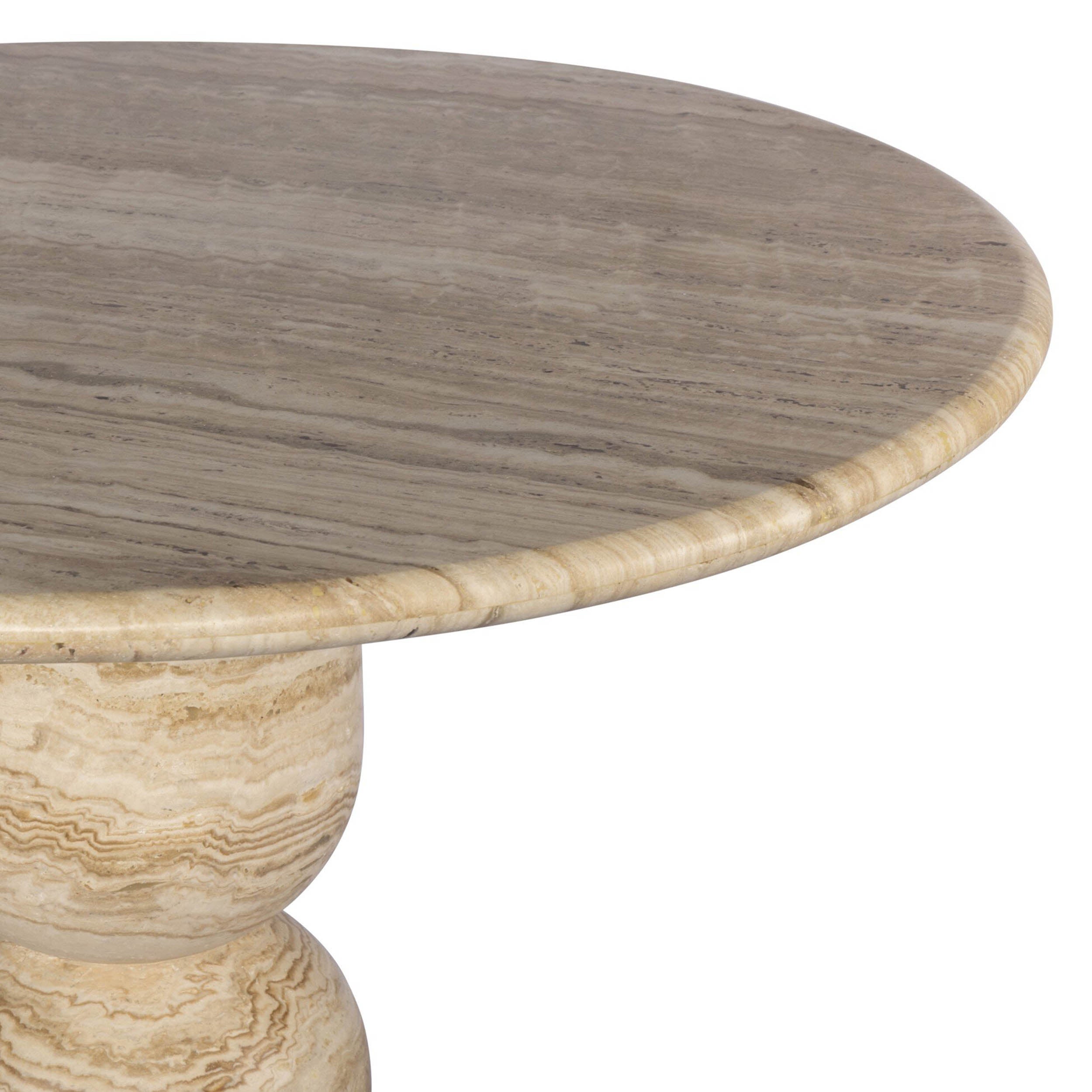 Figueroa Dining Table, Light Beige Travertine