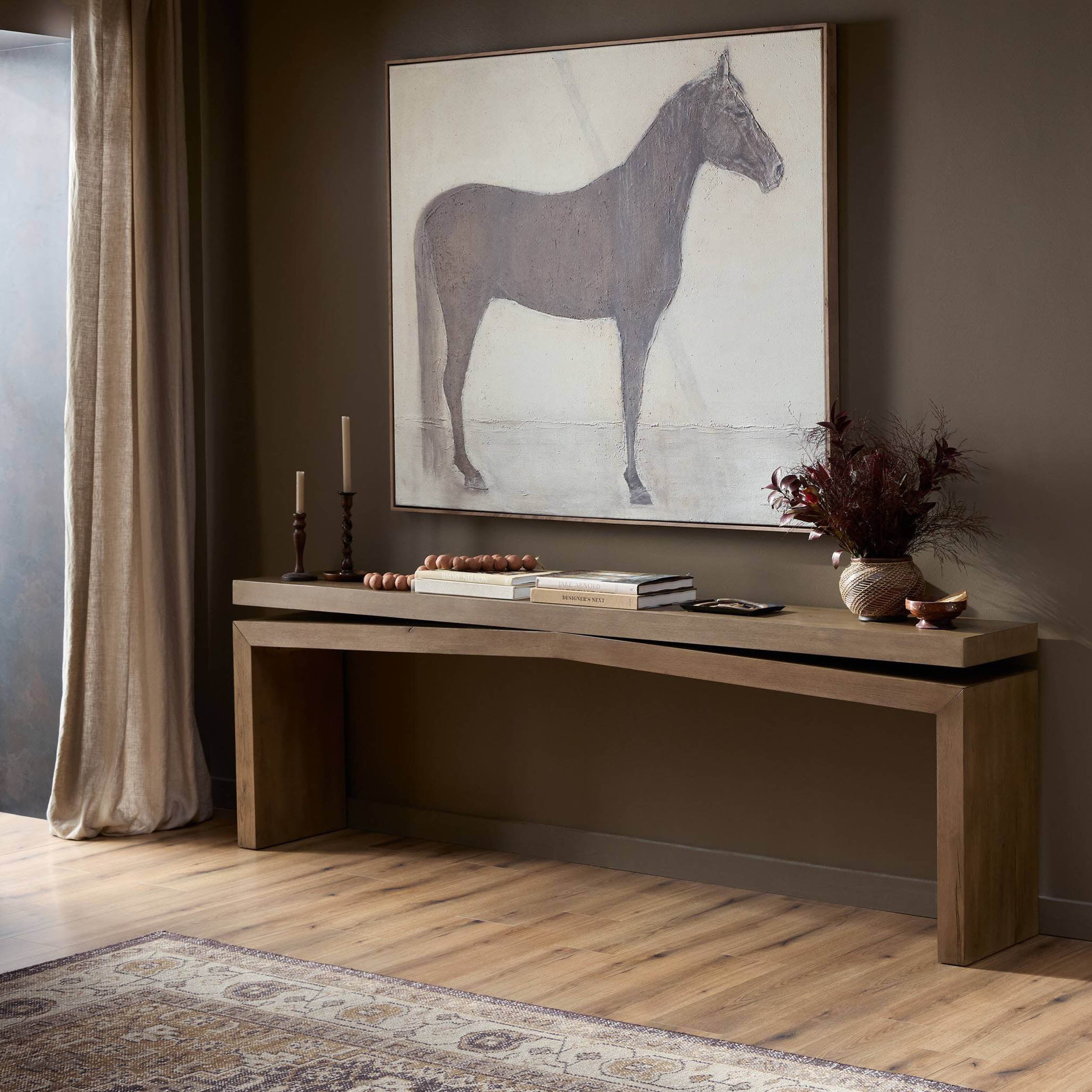 Matthes Console Table - 94", Rustic Grey Veneer
