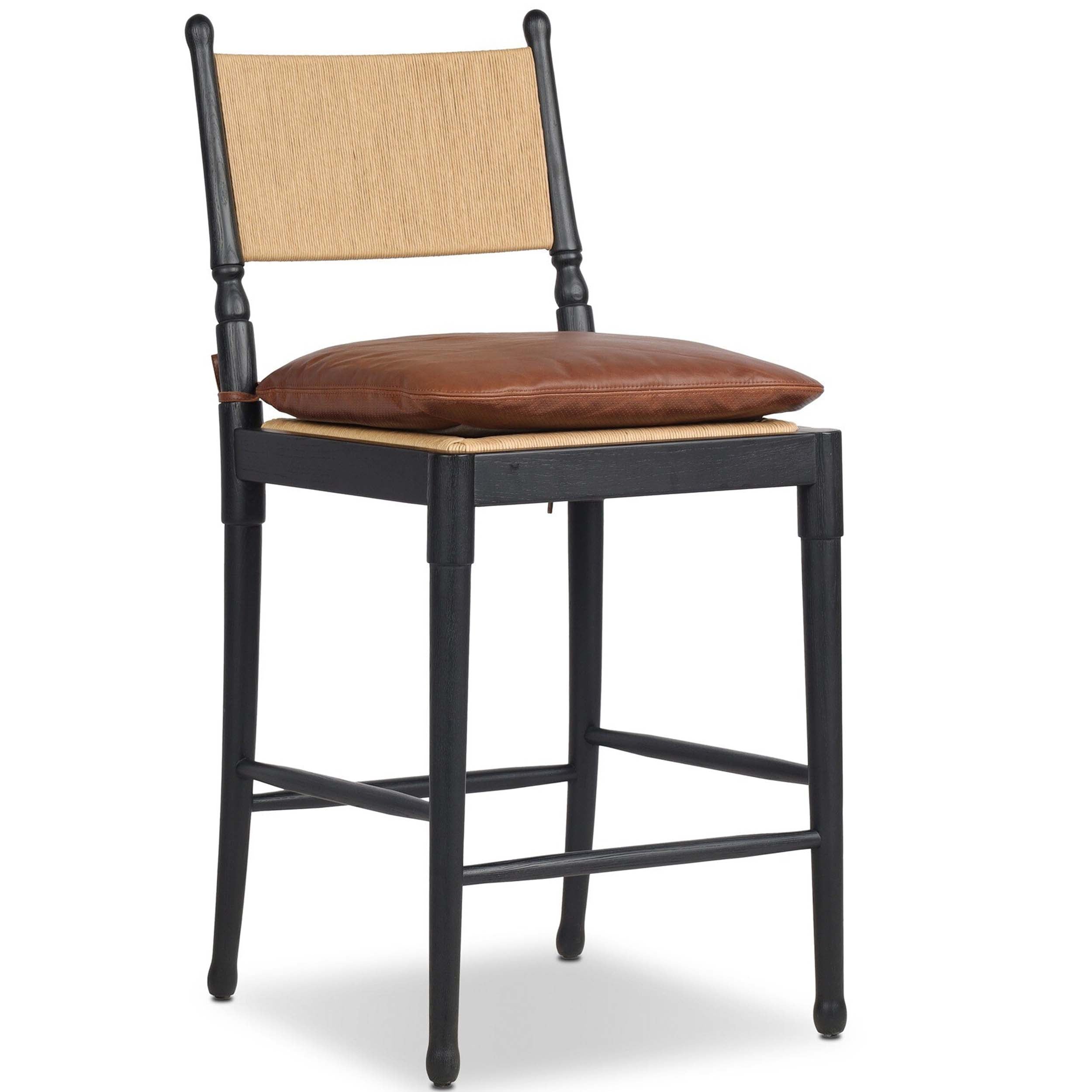 Fayth Bar + Counter Stool, Dulane Mahogany, Stained Black Ash