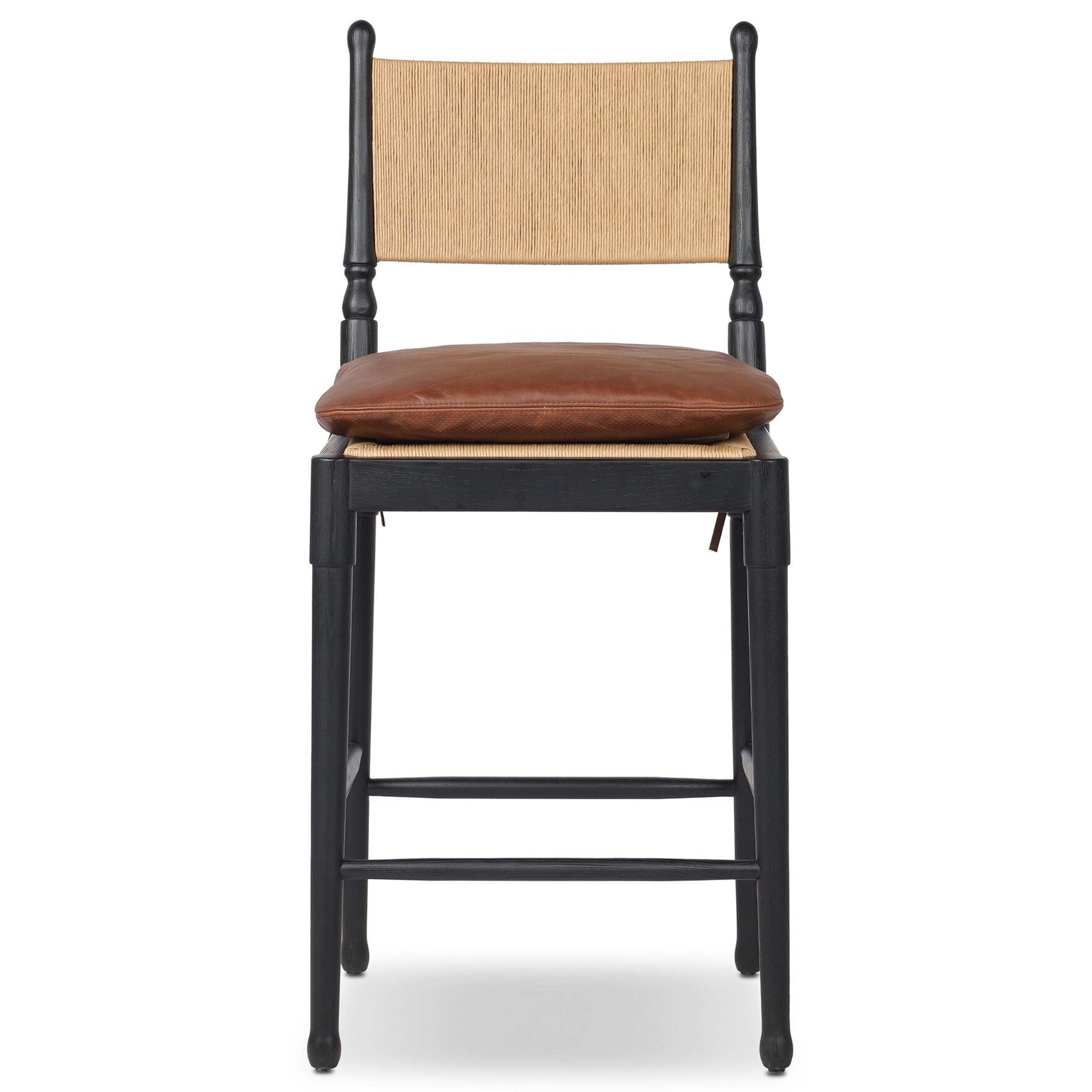 Fayth Bar + Counter Stool, Dulane Mahogany, Stained Black Ash