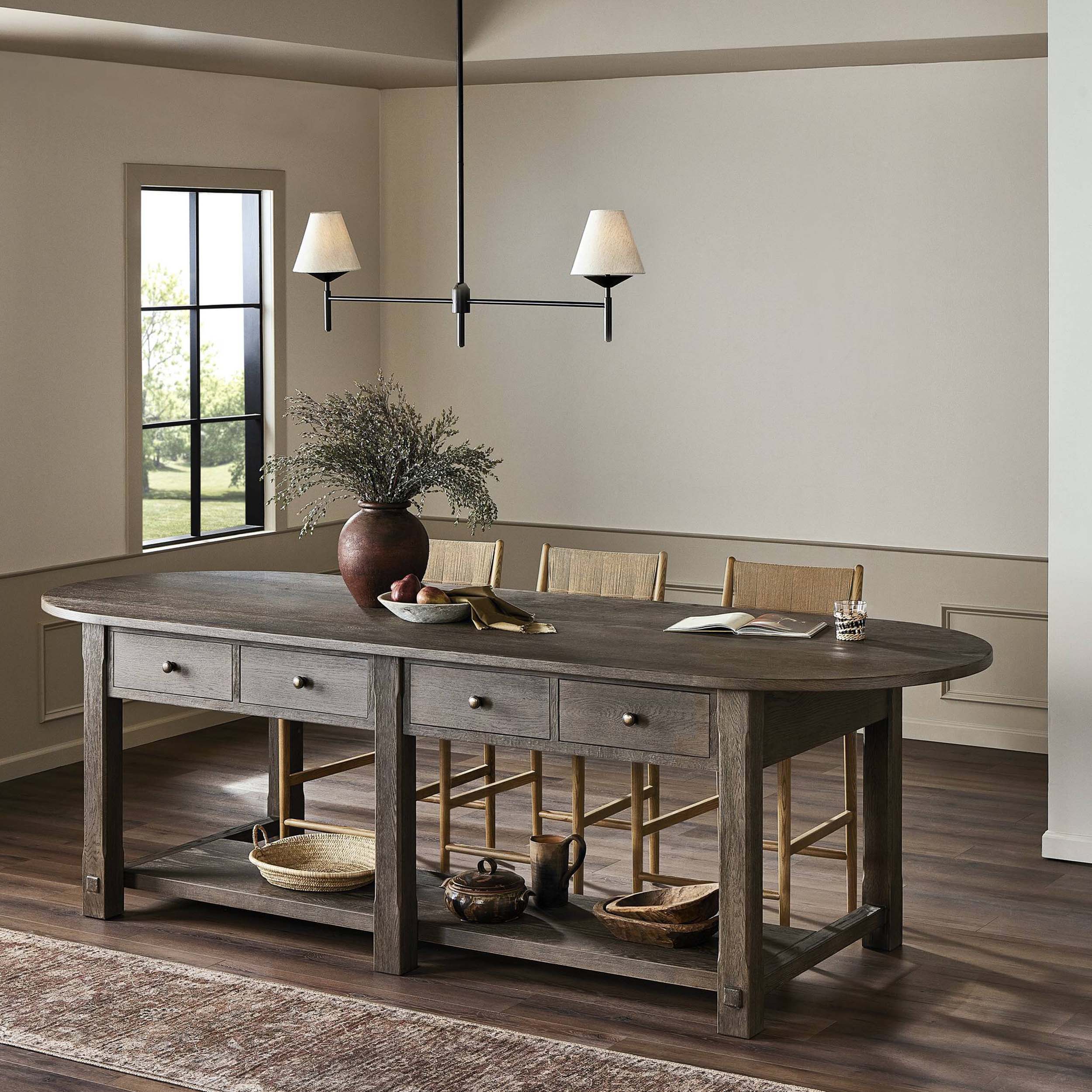 Elise Kitchen Island, Weathered Hazel Oak Veneer