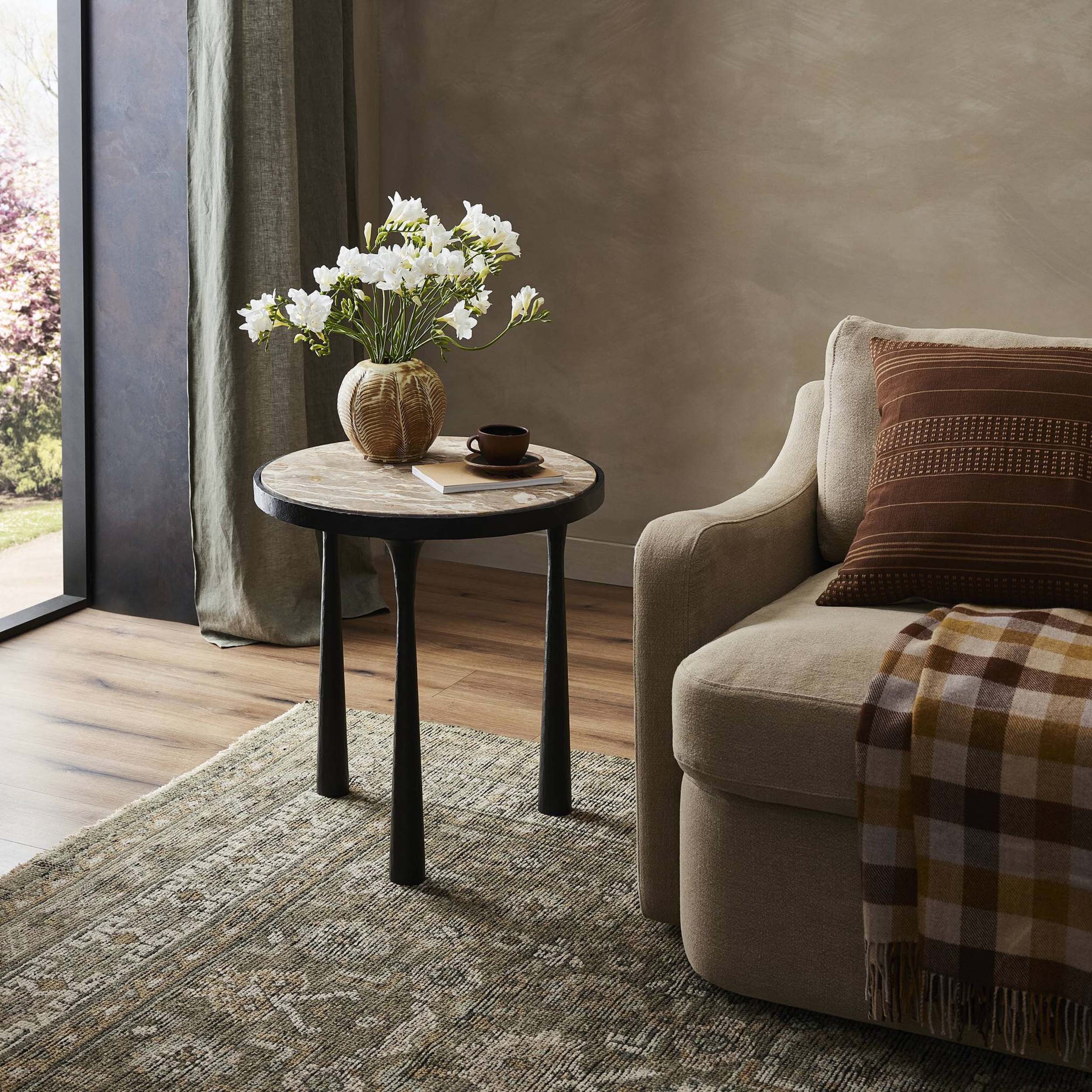 Billings End Table, Fossil Marble