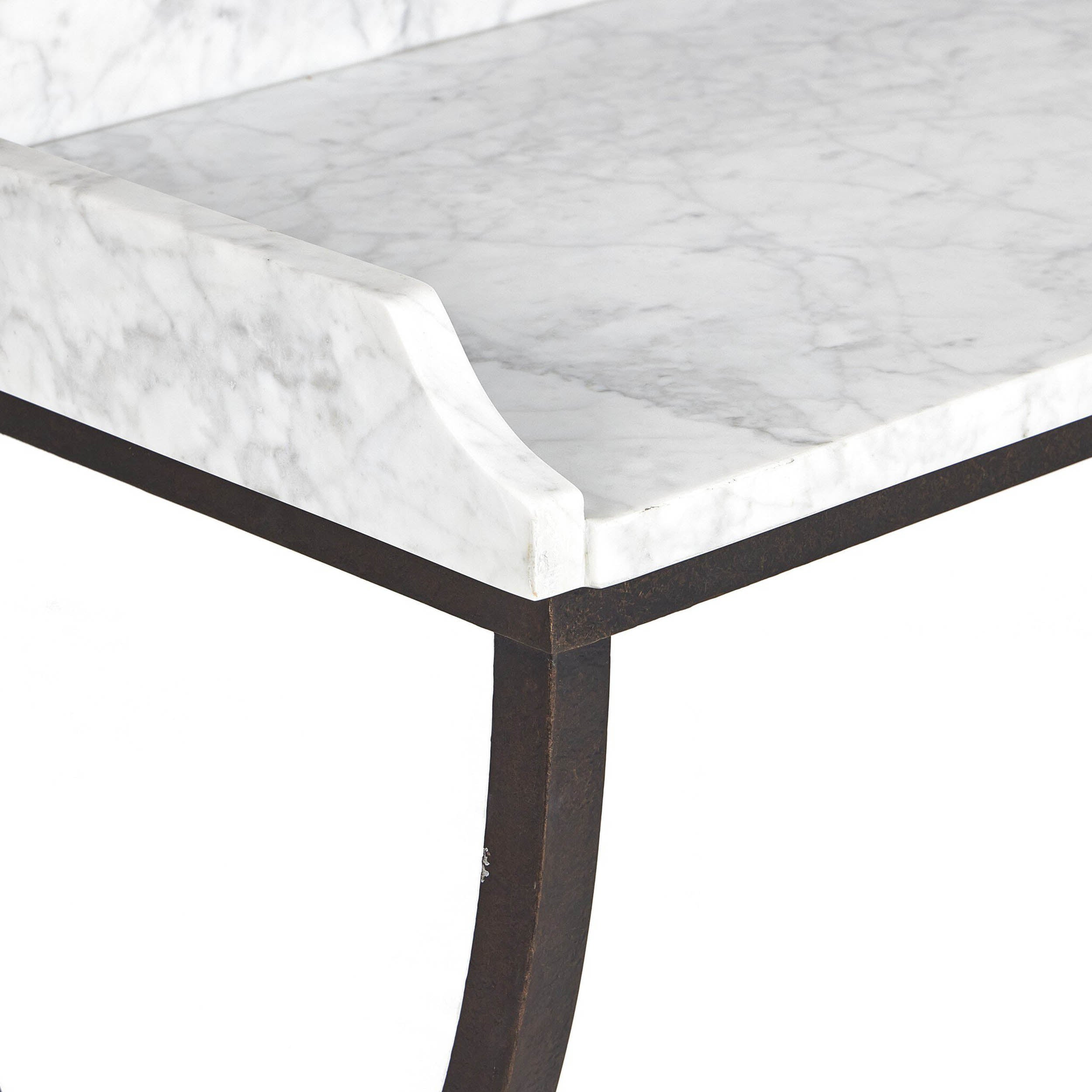Six Beers Table, Honed White Marble