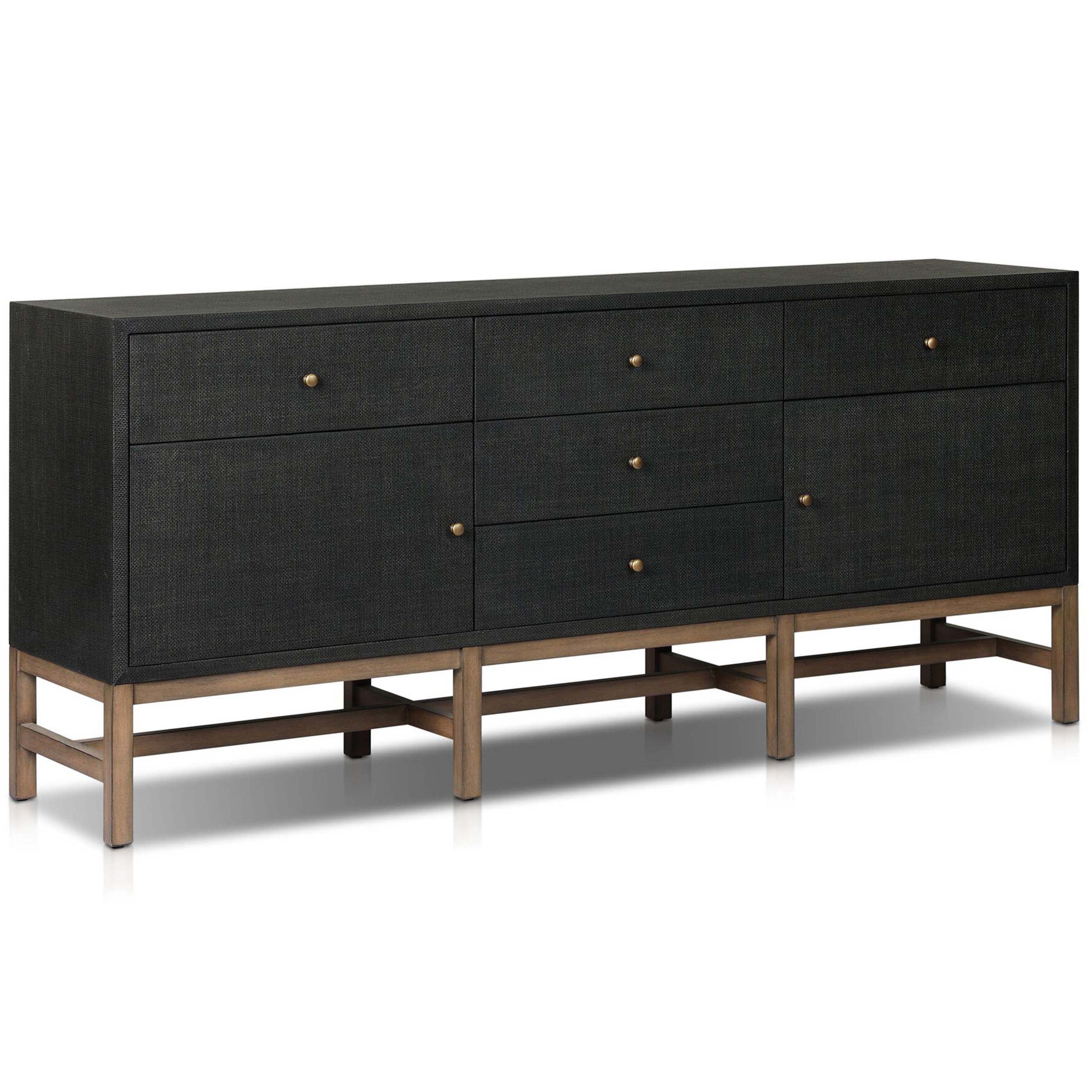 Fiona Sideboard, Russet Mahogany, Black Raffia
