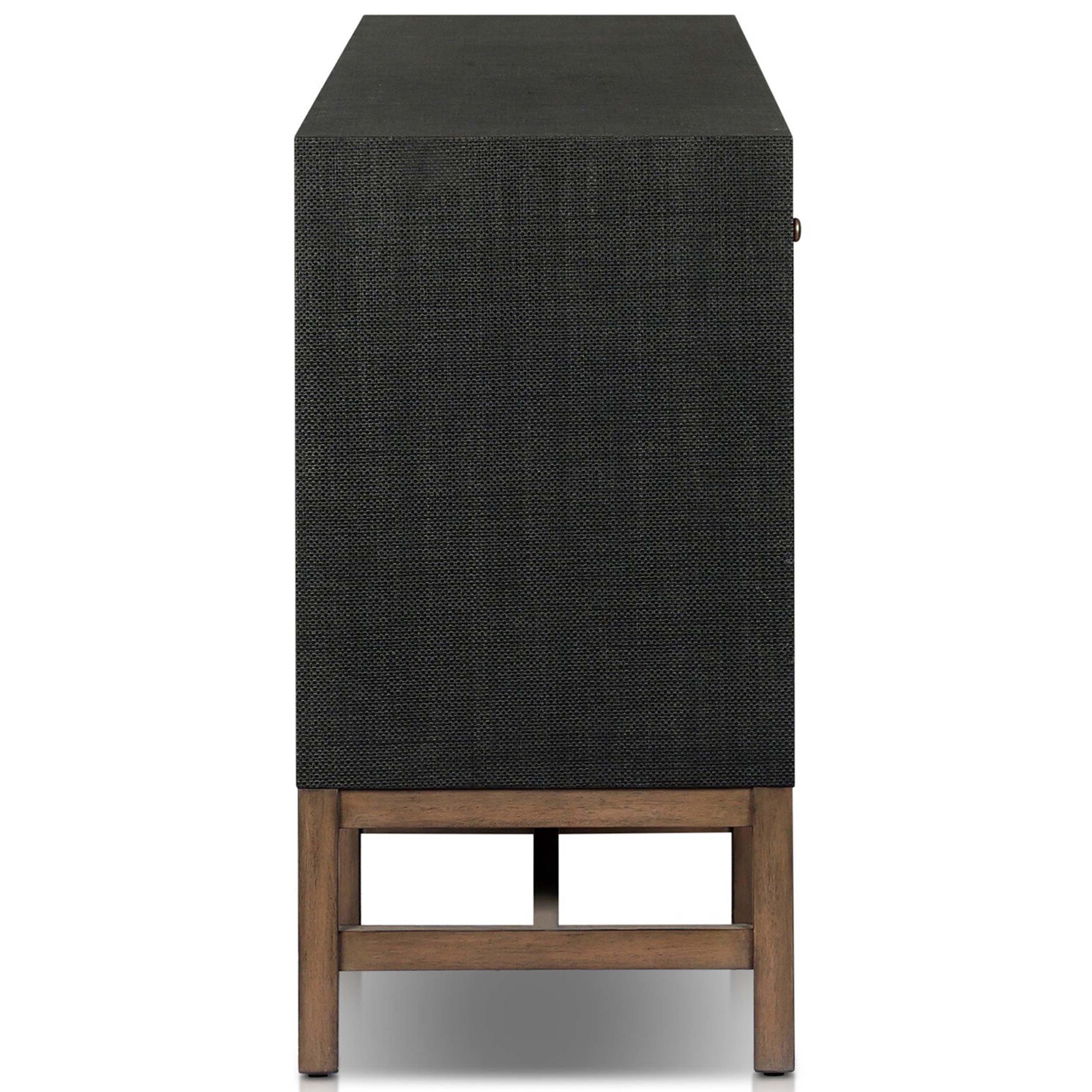 Fiona Sideboard, Russet Mahogany, Black Raffia