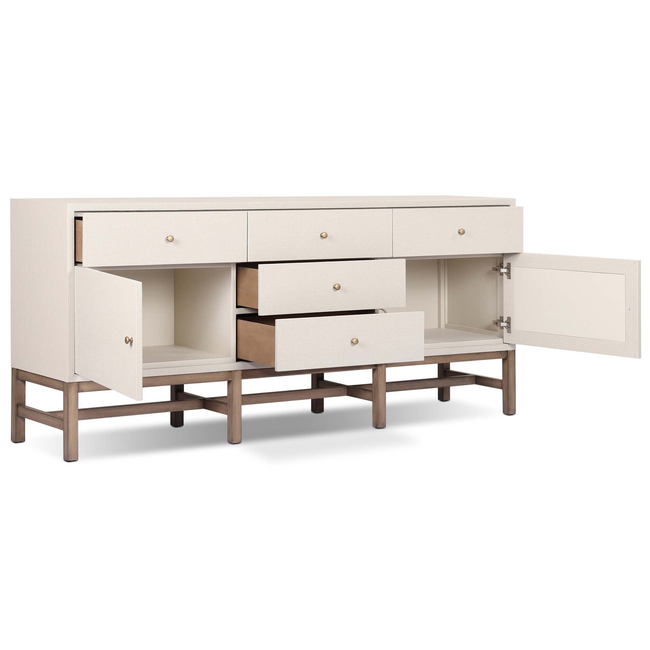 Fiona Sideboard, Russet Mahogany, Ivory Painted Raffia