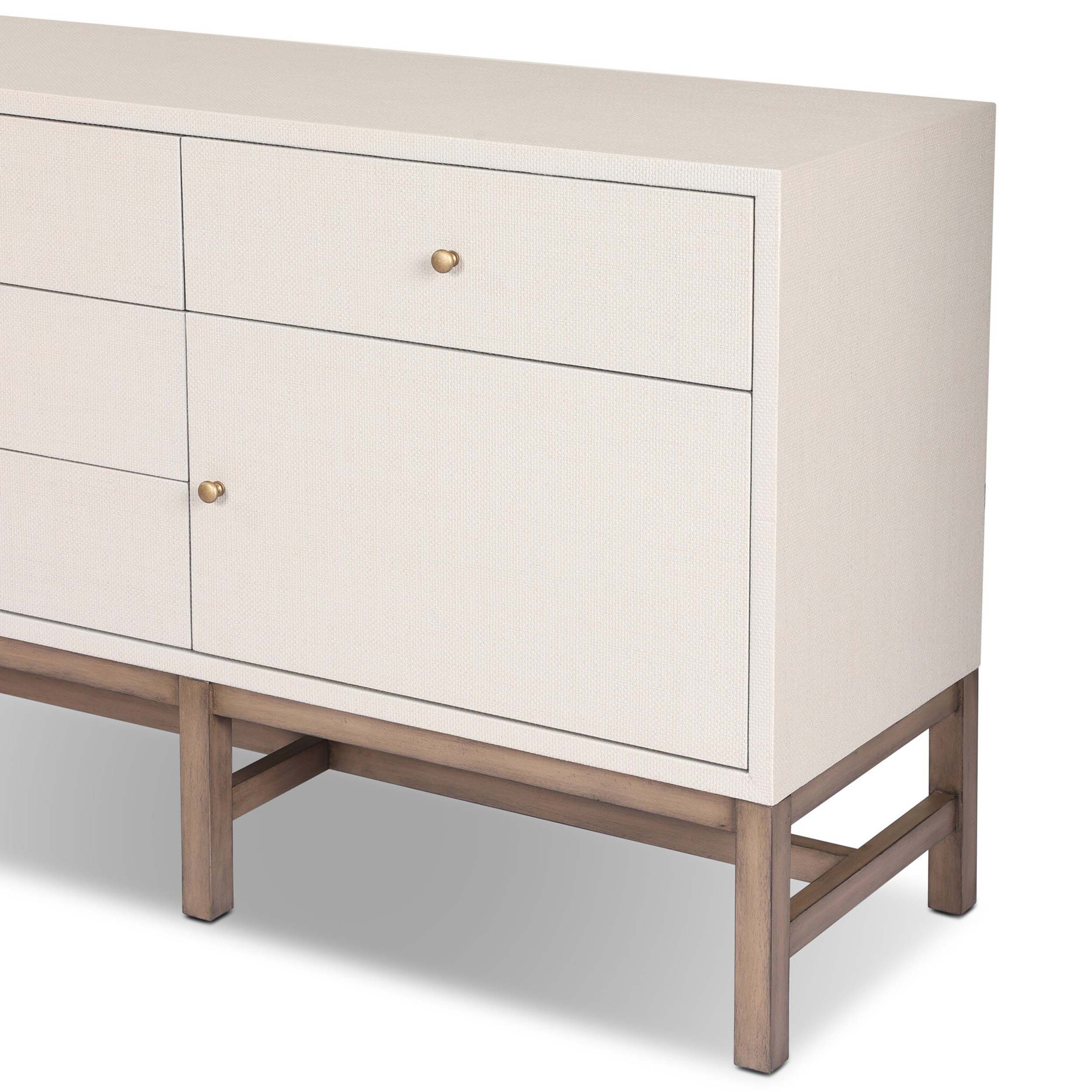 Fiona Sideboard, Russet Mahogany, Ivory Painted Raffia
