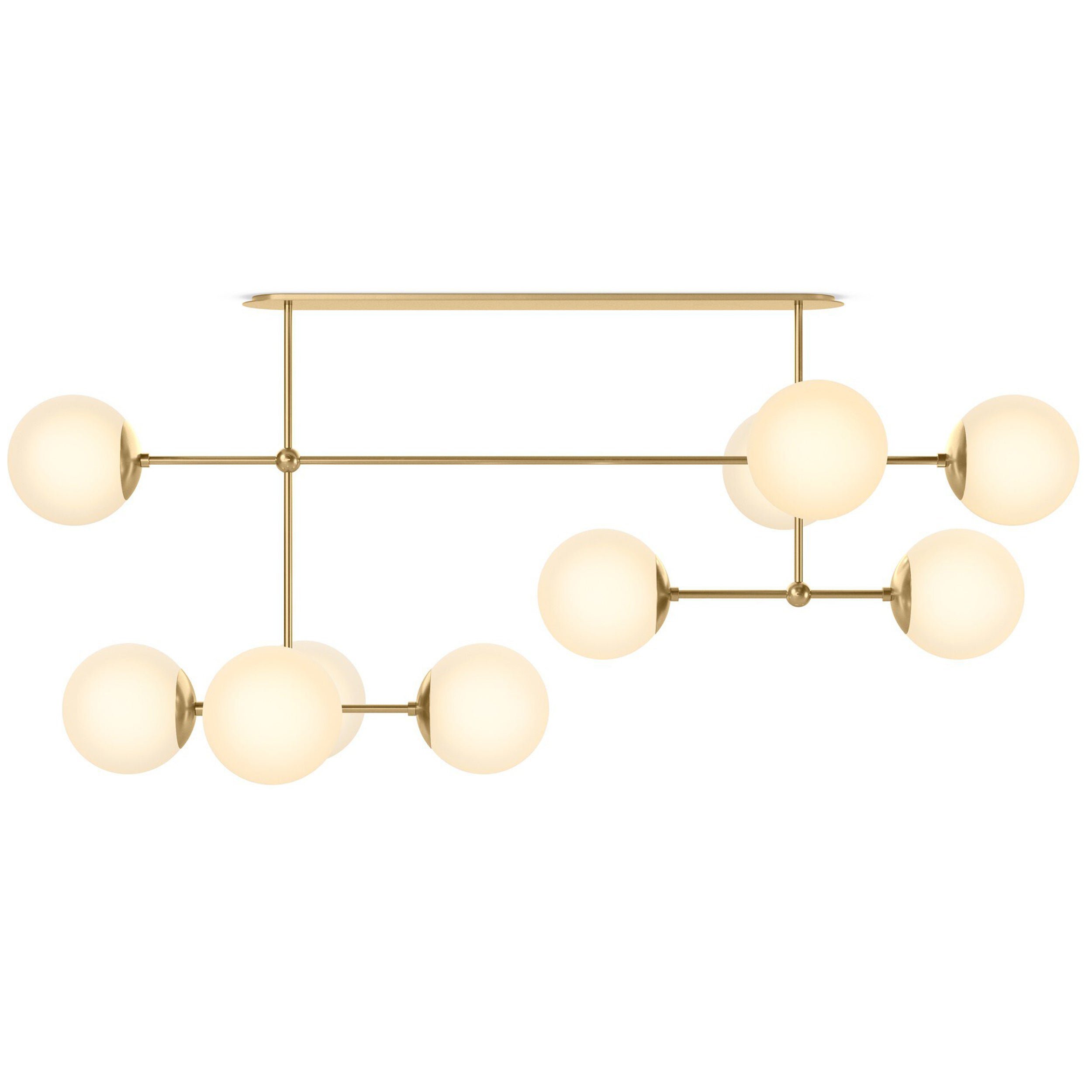 Armstrong Linear Chandelier, Burnished Brass, Opal Matte Glass
