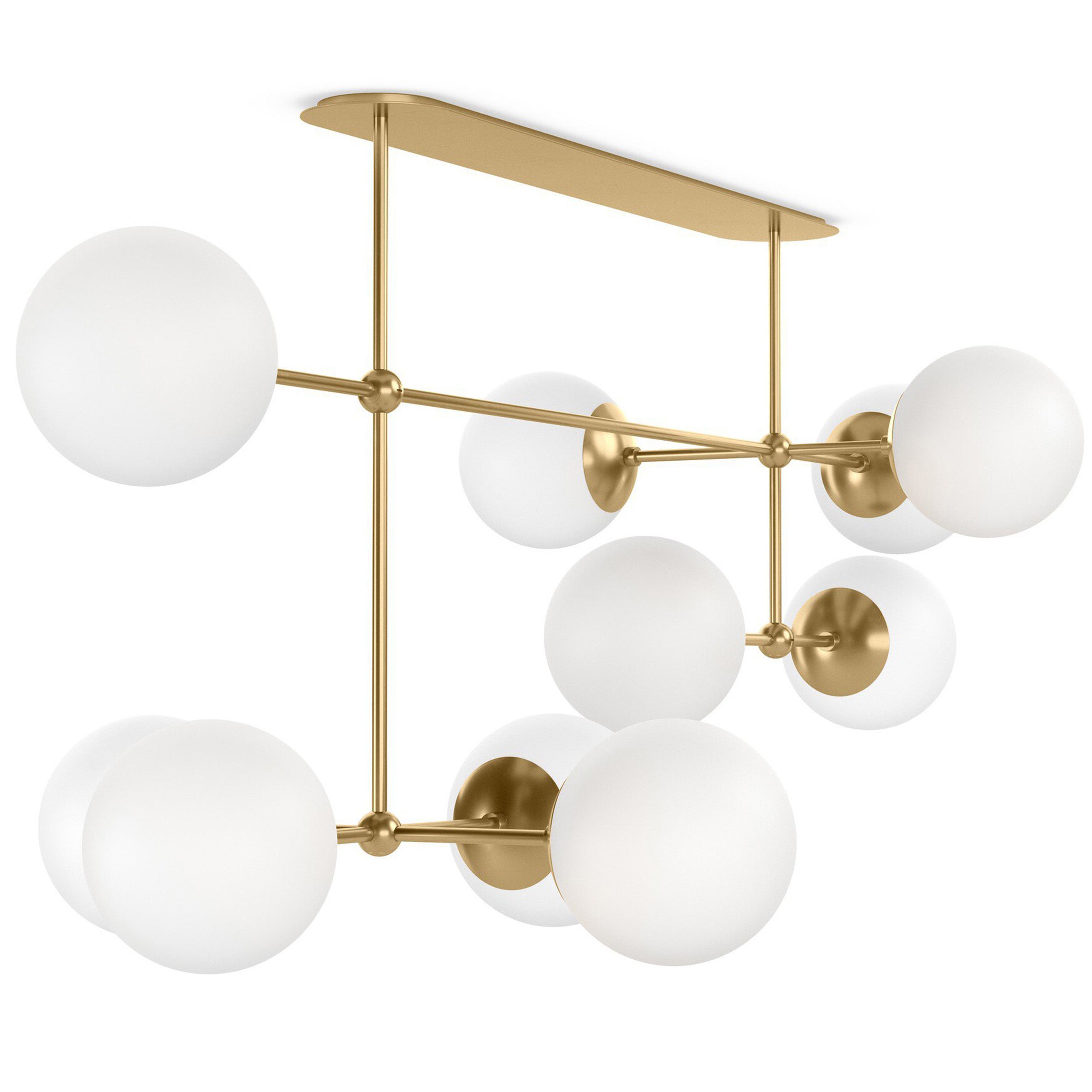 Armstrong Linear Chandelier, Burnished Brass, Opal Matte Glass