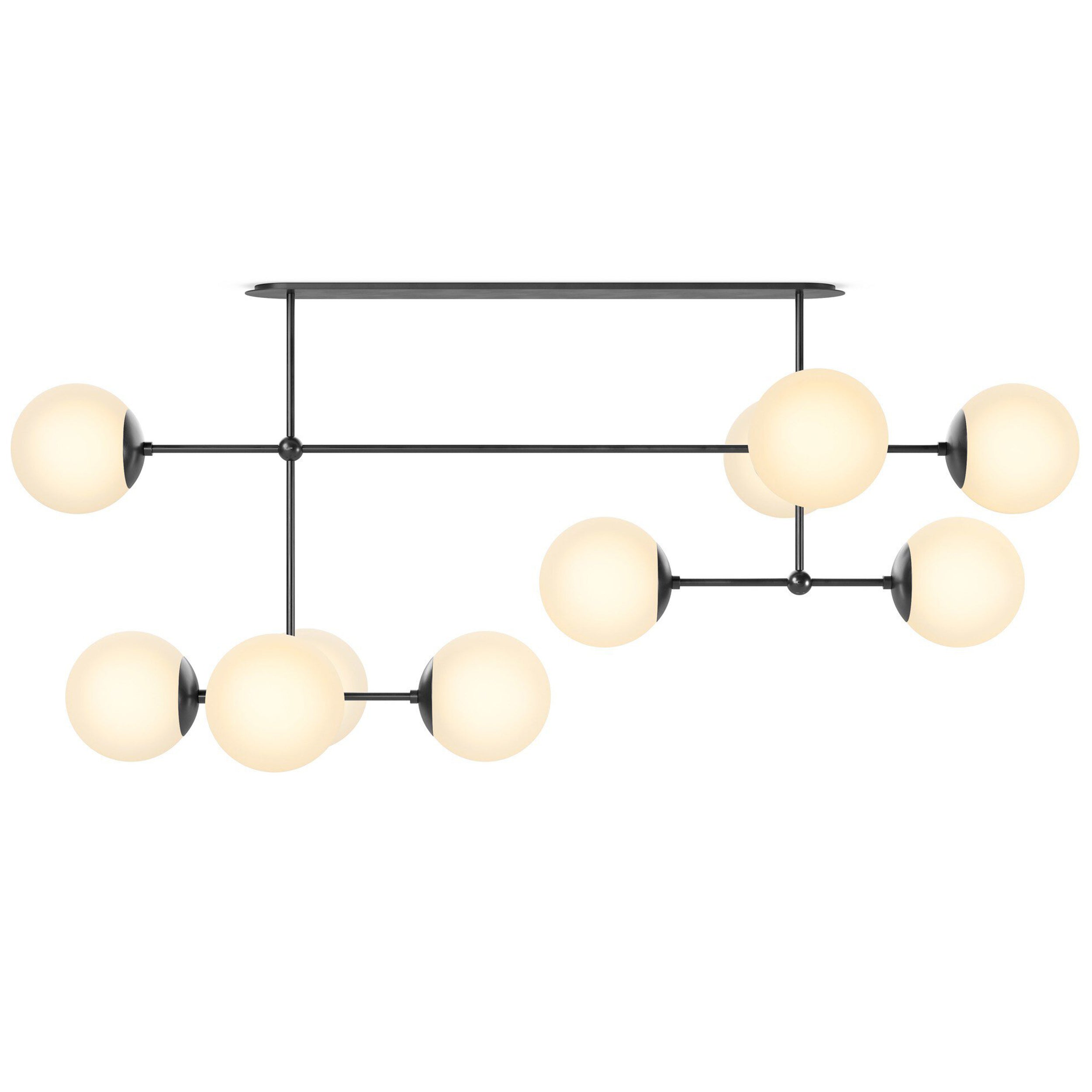 Armstrong Linear Chandelier, Black Gunmetal, Opal Matte Glass