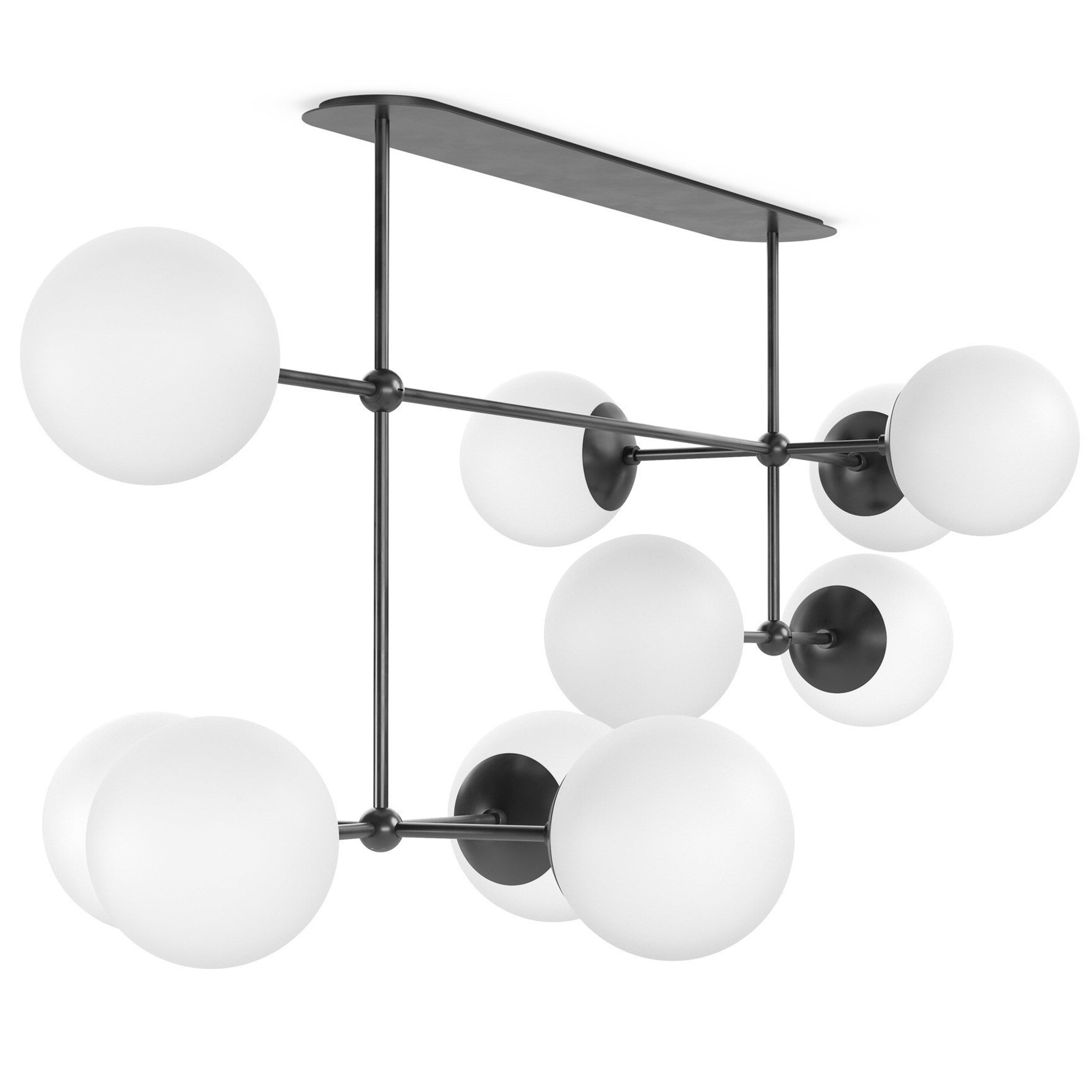 Armstrong Linear Chandelier, Black Gunmetal, Opal Matte Glass