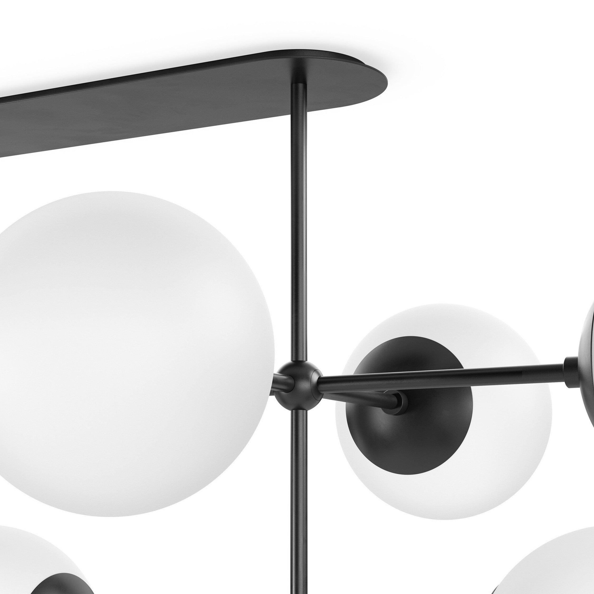 Armstrong Linear Chandelier, Black Gunmetal, Opal Matte Glass