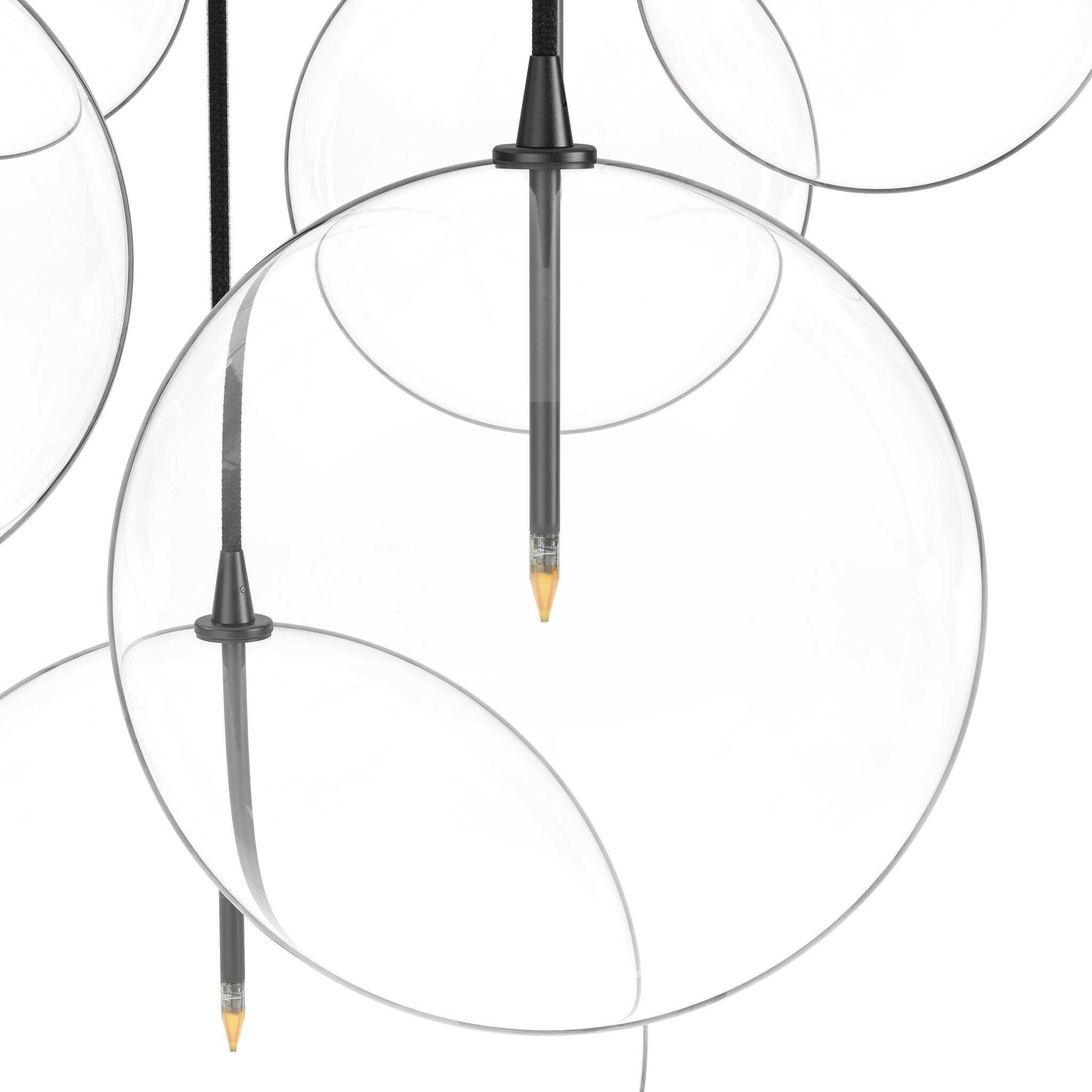 Cluster 7 Mix Chandelier, Clear Glass, Black Gunmetal