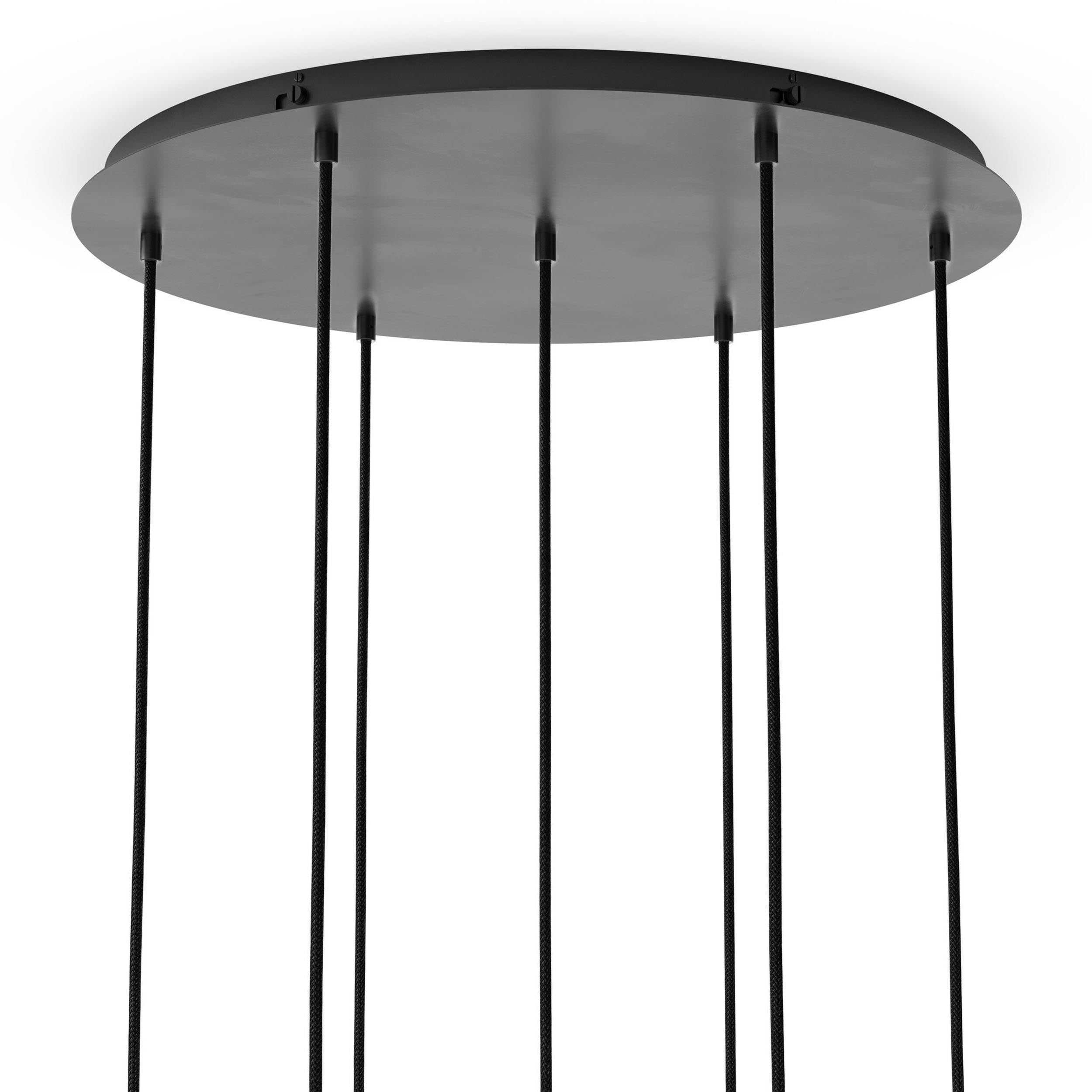 Cluster 7 Mix Chandelier, Organic Glass, Black Gunmetal