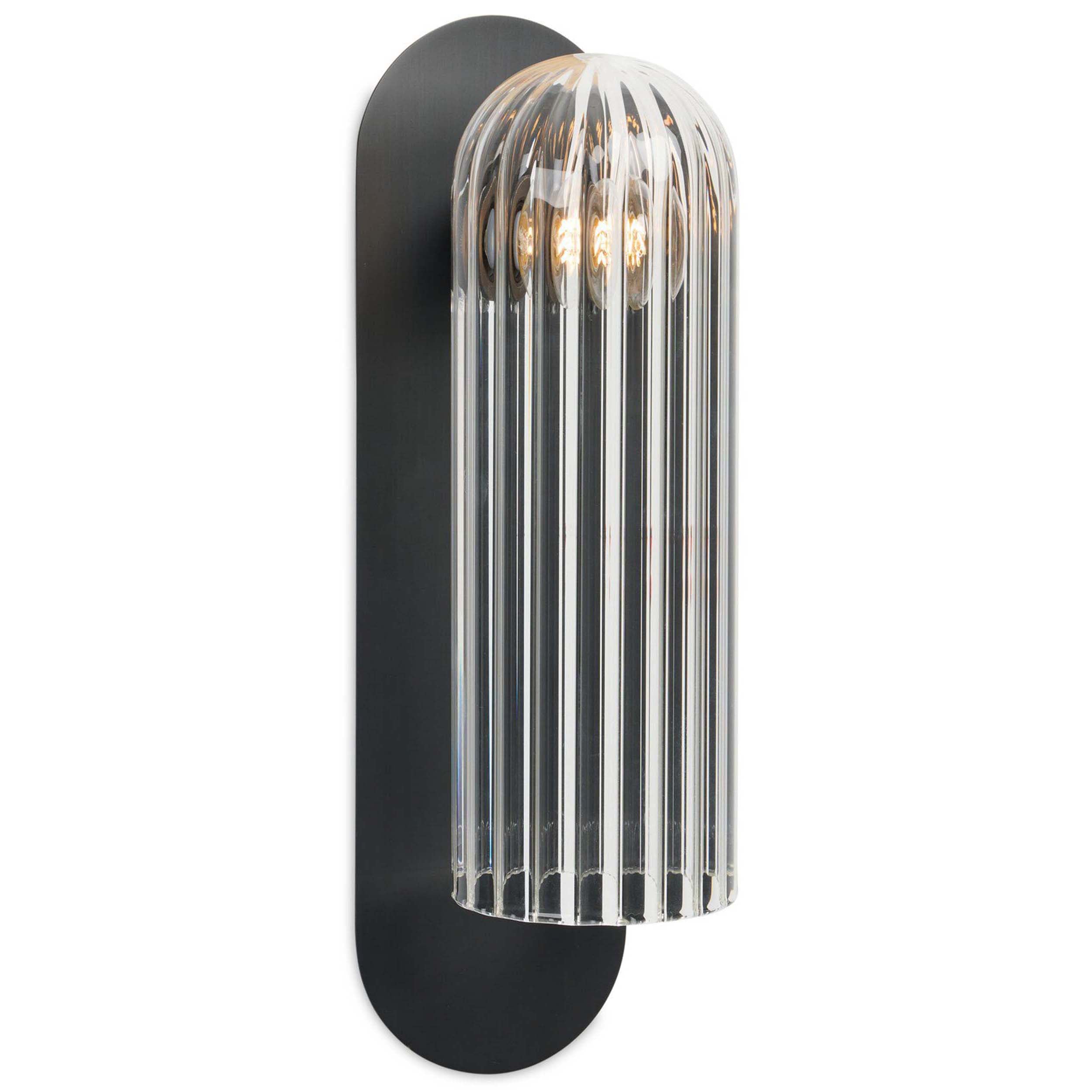 Odyssey Sconce, Black Gunmetal, Clear Ribbon Glass
