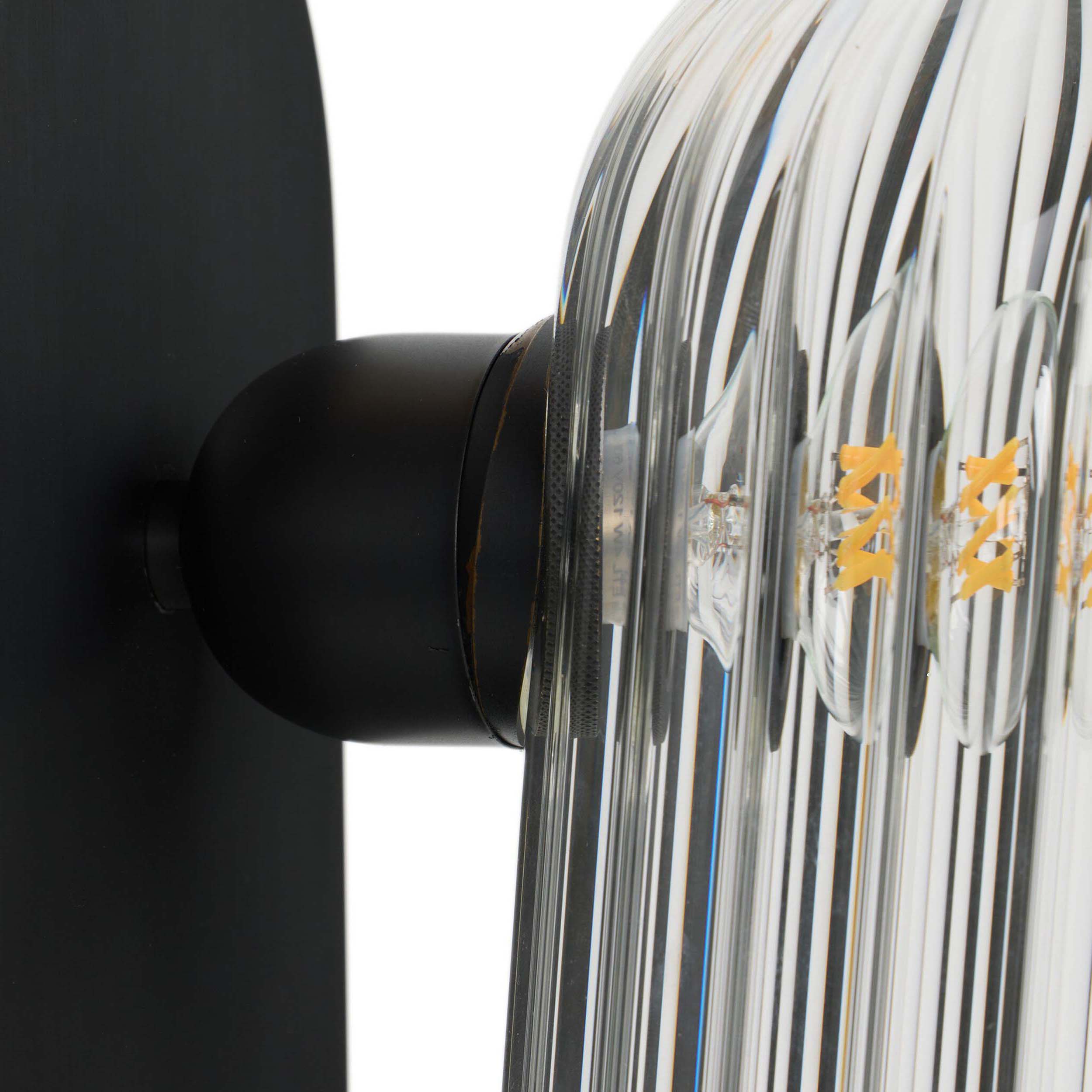 Odyssey Sconce, Black Gunmetal, Clear Ribbon Glass