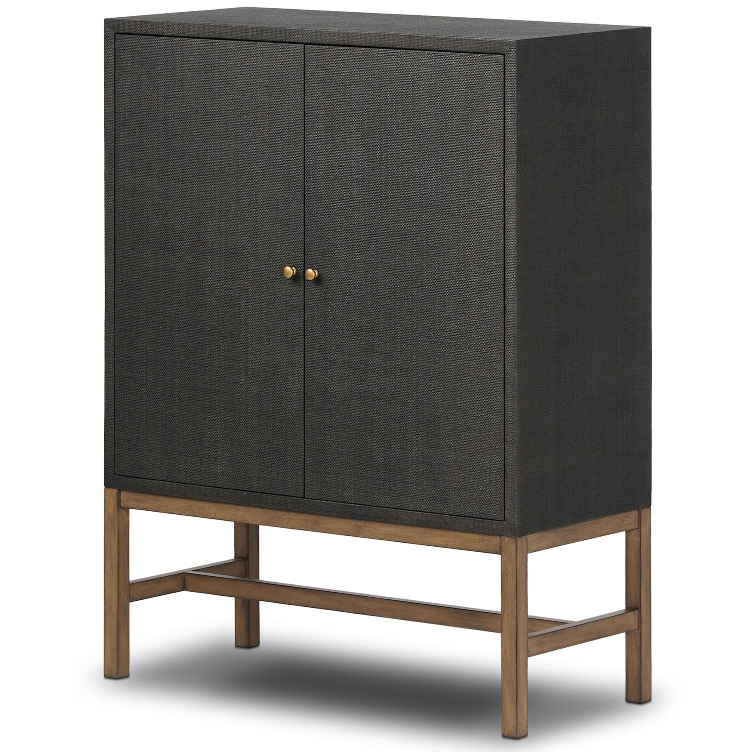 Fiona Bar Cabinet, Black Raffia