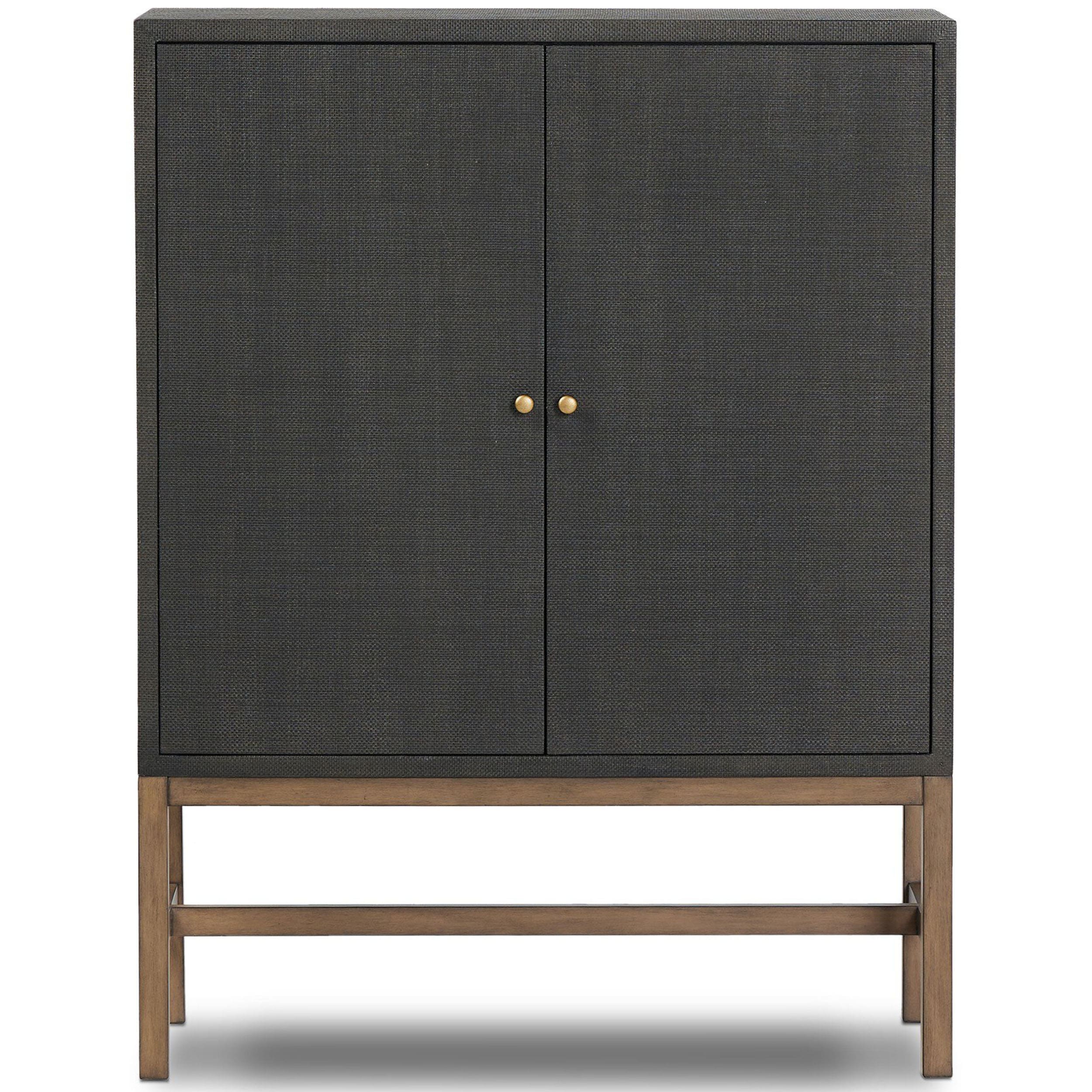 Fiona Bar Cabinet, Black Raffia