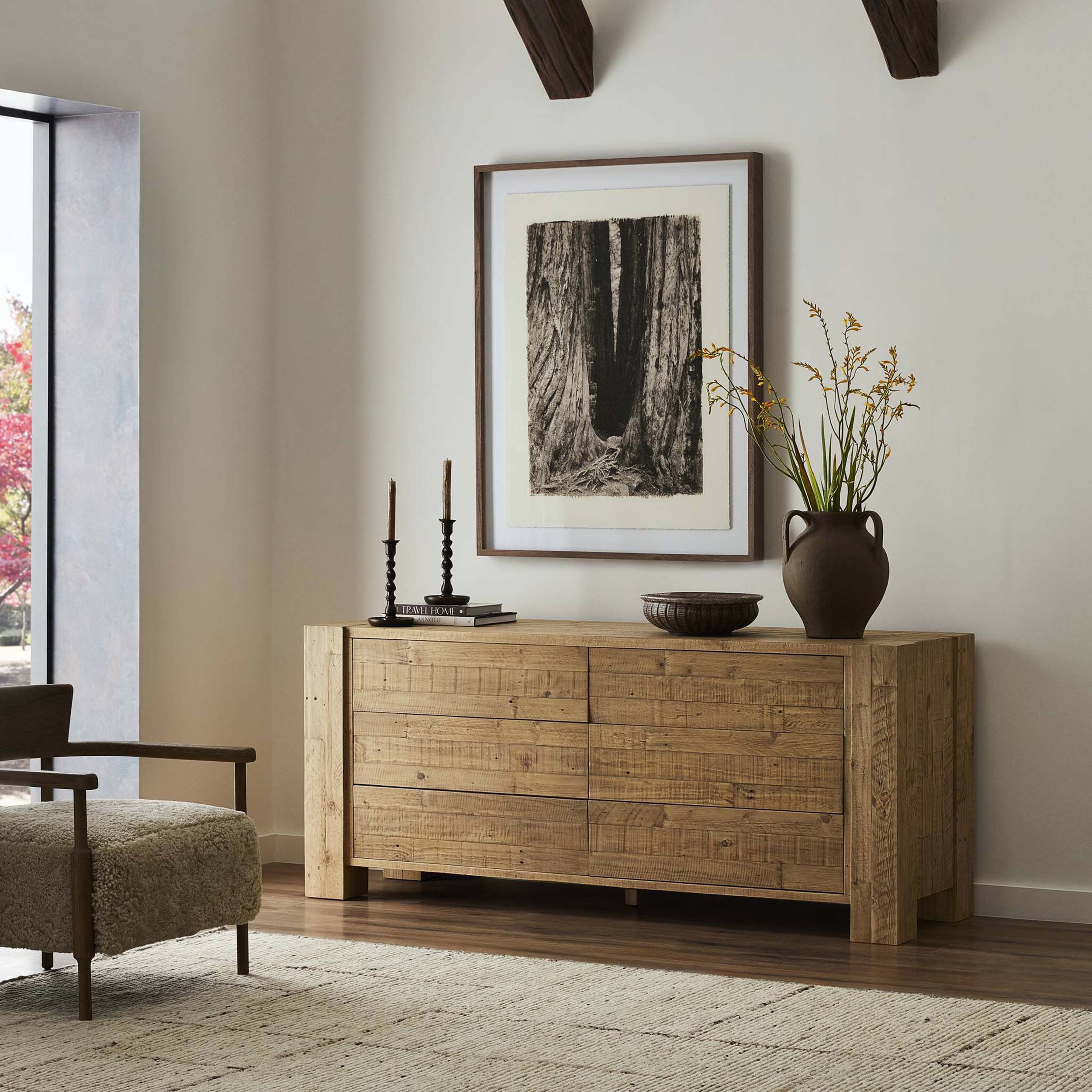 Perot 6 Drawer Dresser, Light Blonde Pine