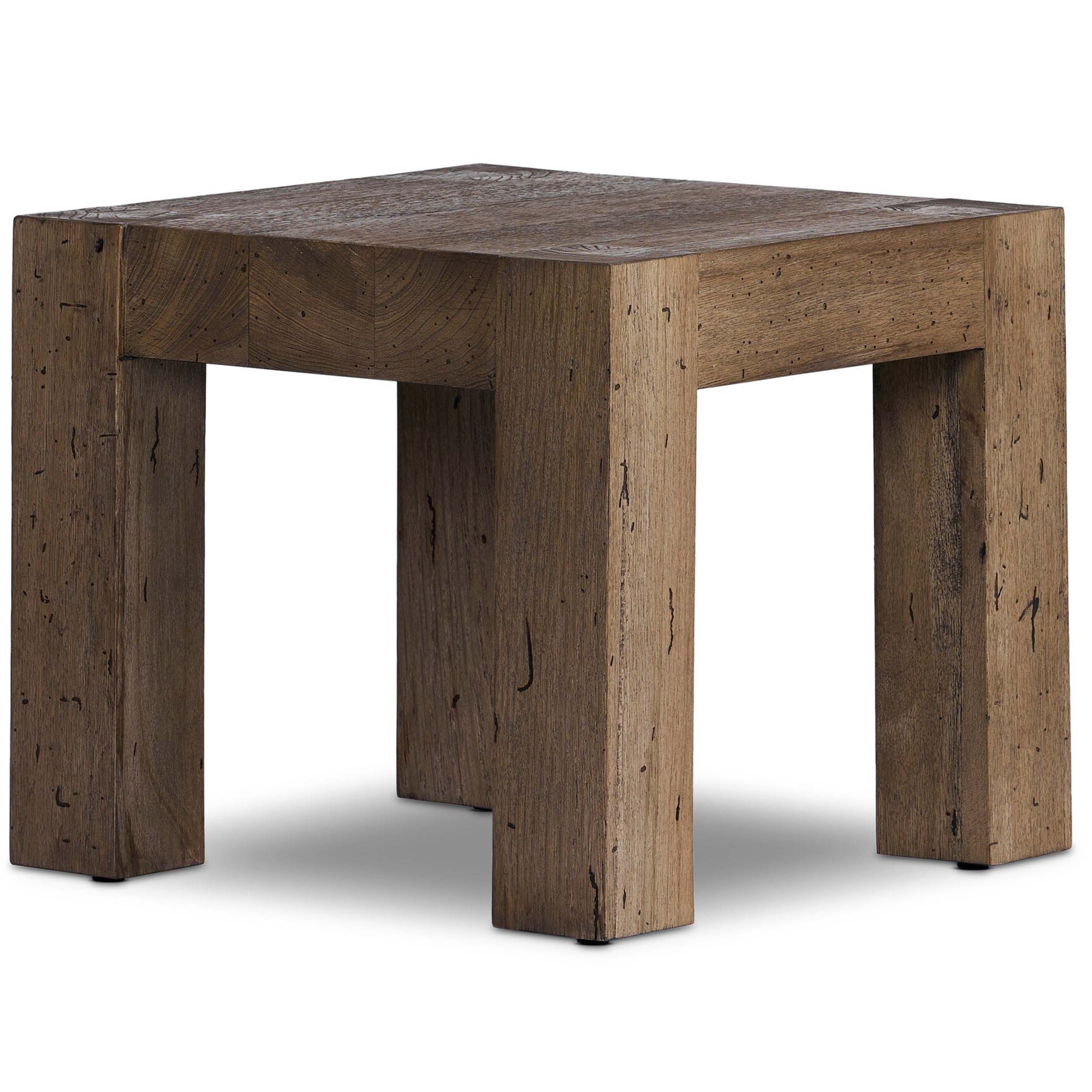 Abaso End Table, Rustic Wormwood Oak
