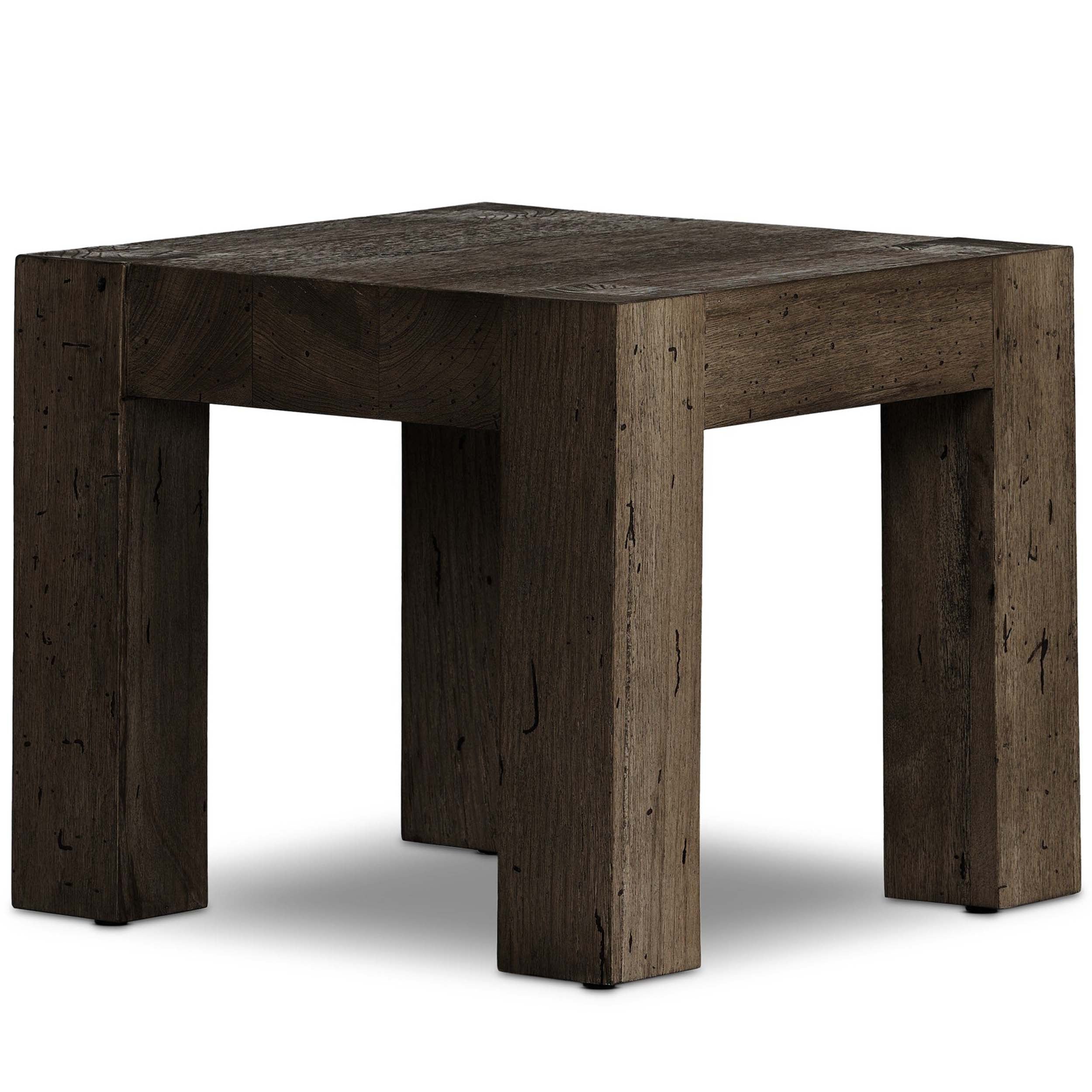 Abaso End Table, Ebony Rustic Wormwood Oak