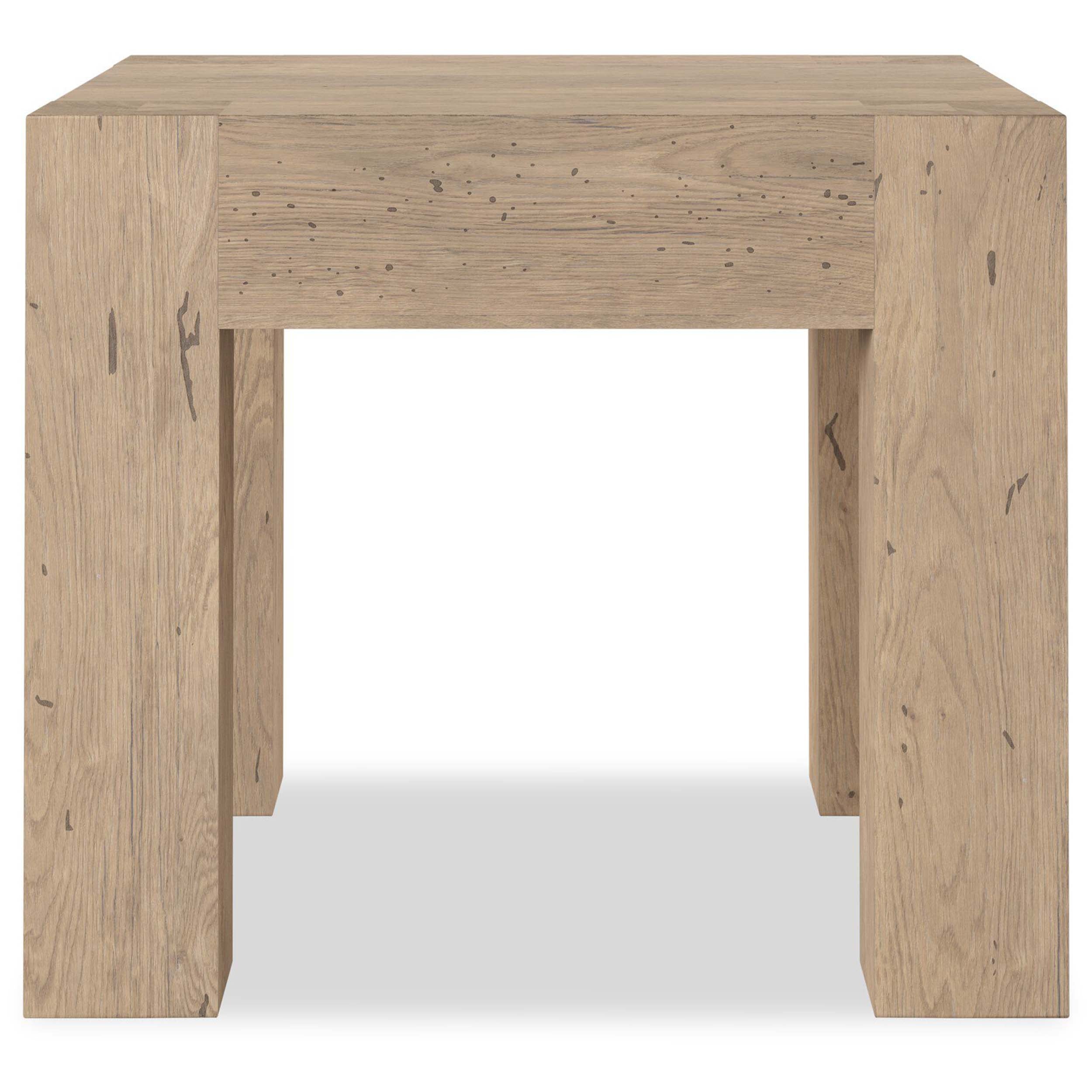Abaso End Table, Whitewash Rustic Wormwood Oak