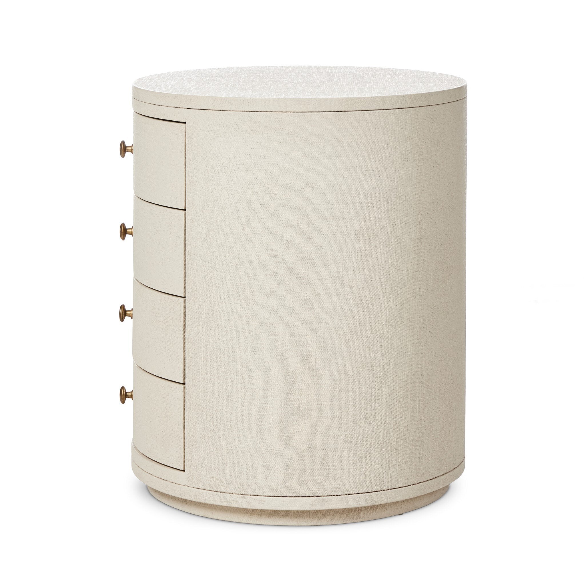 Amelia Oval Nightstand, Ivory Painted Linen