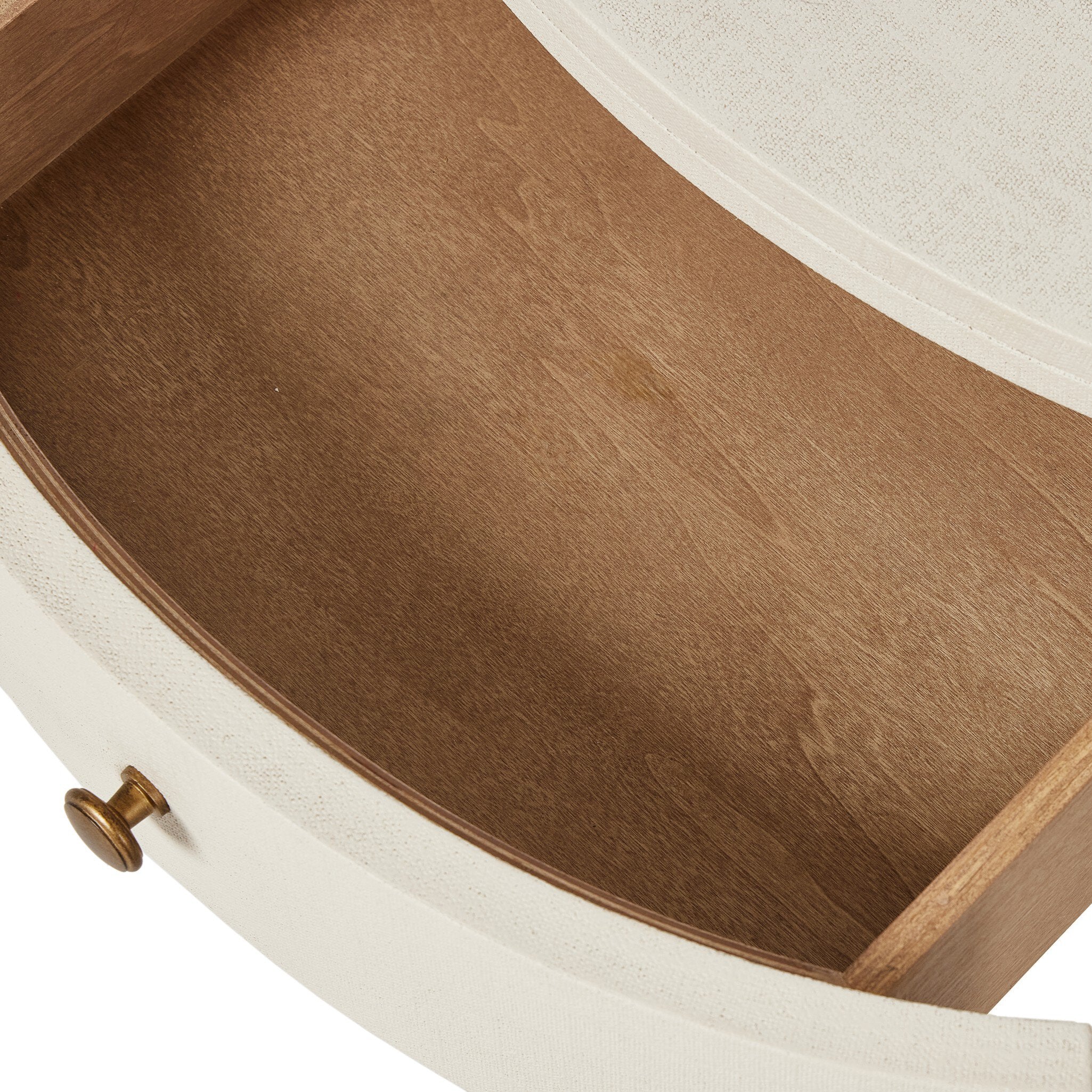 Amelia Oval Nightstand, Ivory Painted Linen