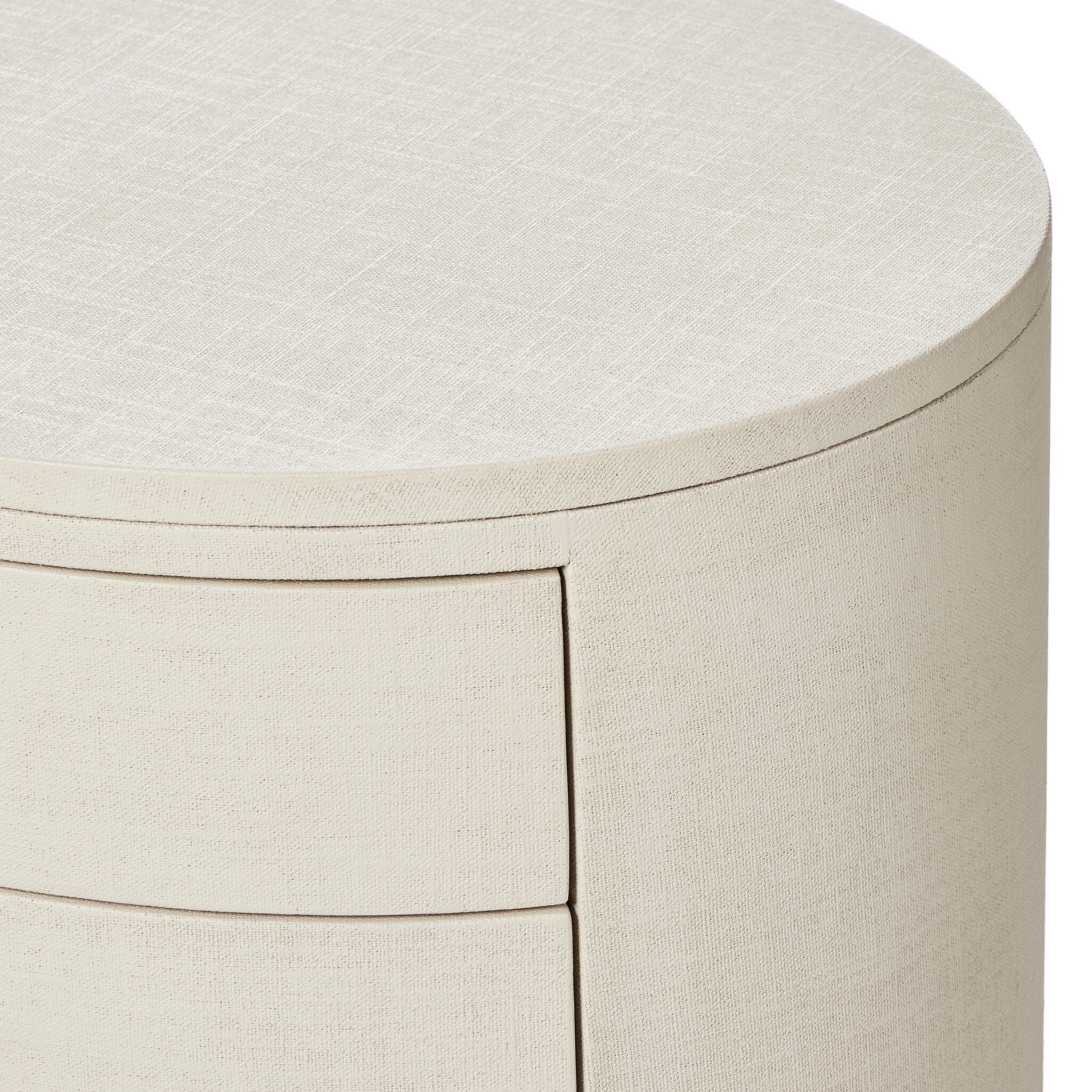 Amelia Oval Nightstand, Ivory Painted Linen