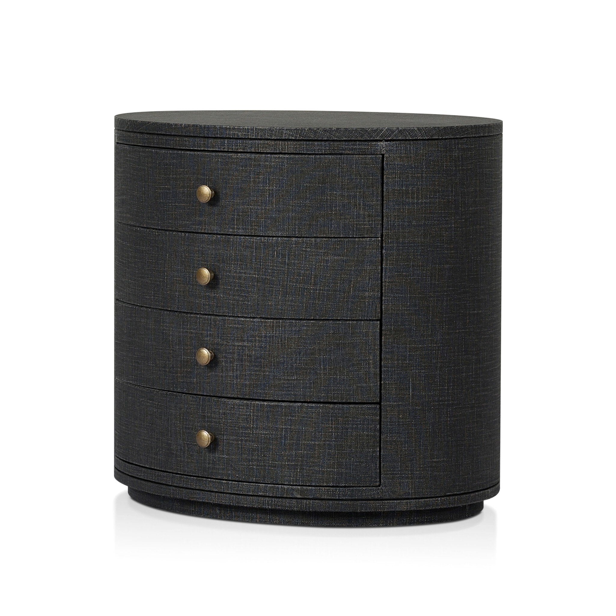 Amelia Oval Nightstand, Black Linen