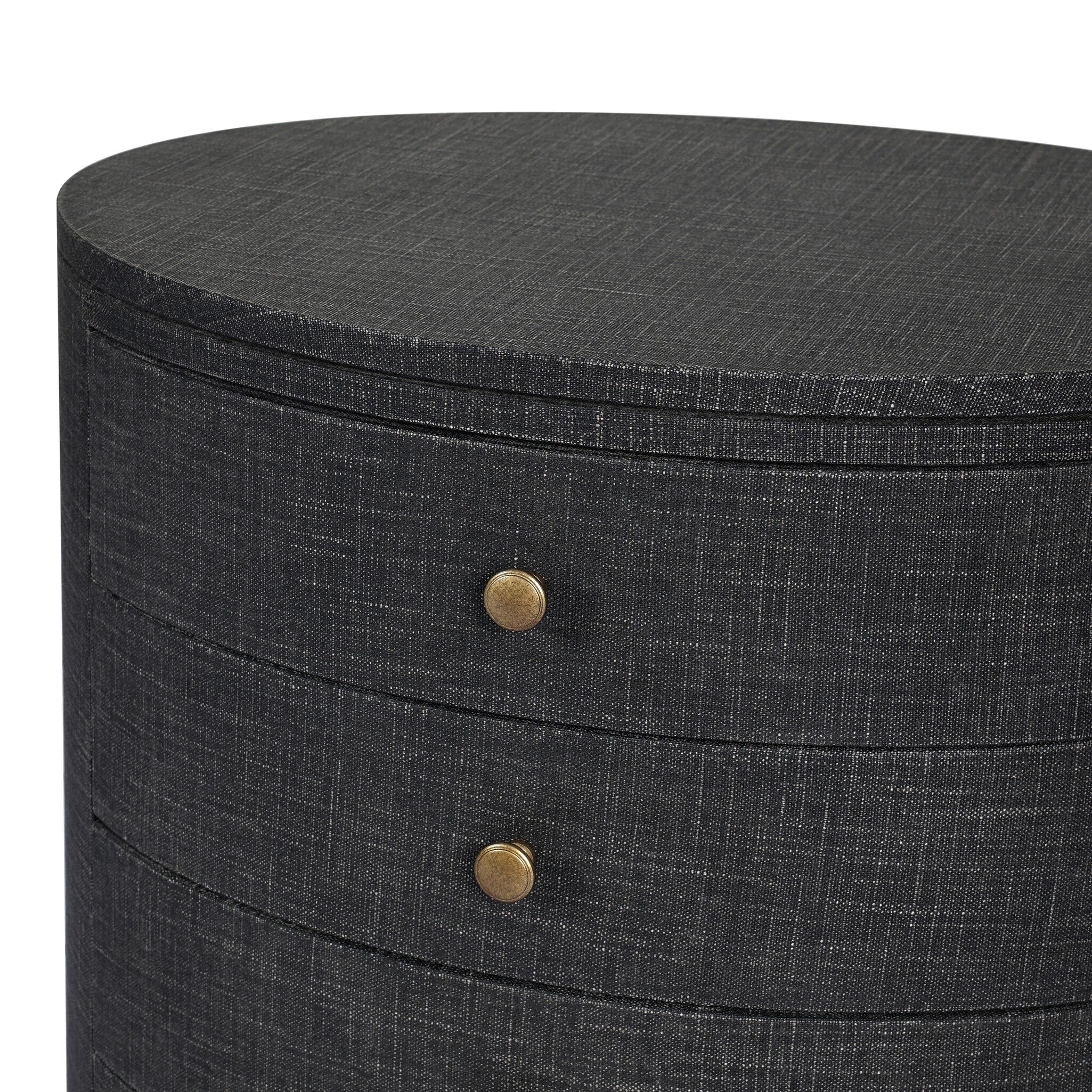 Amelia Oval Nightstand, Black Linen