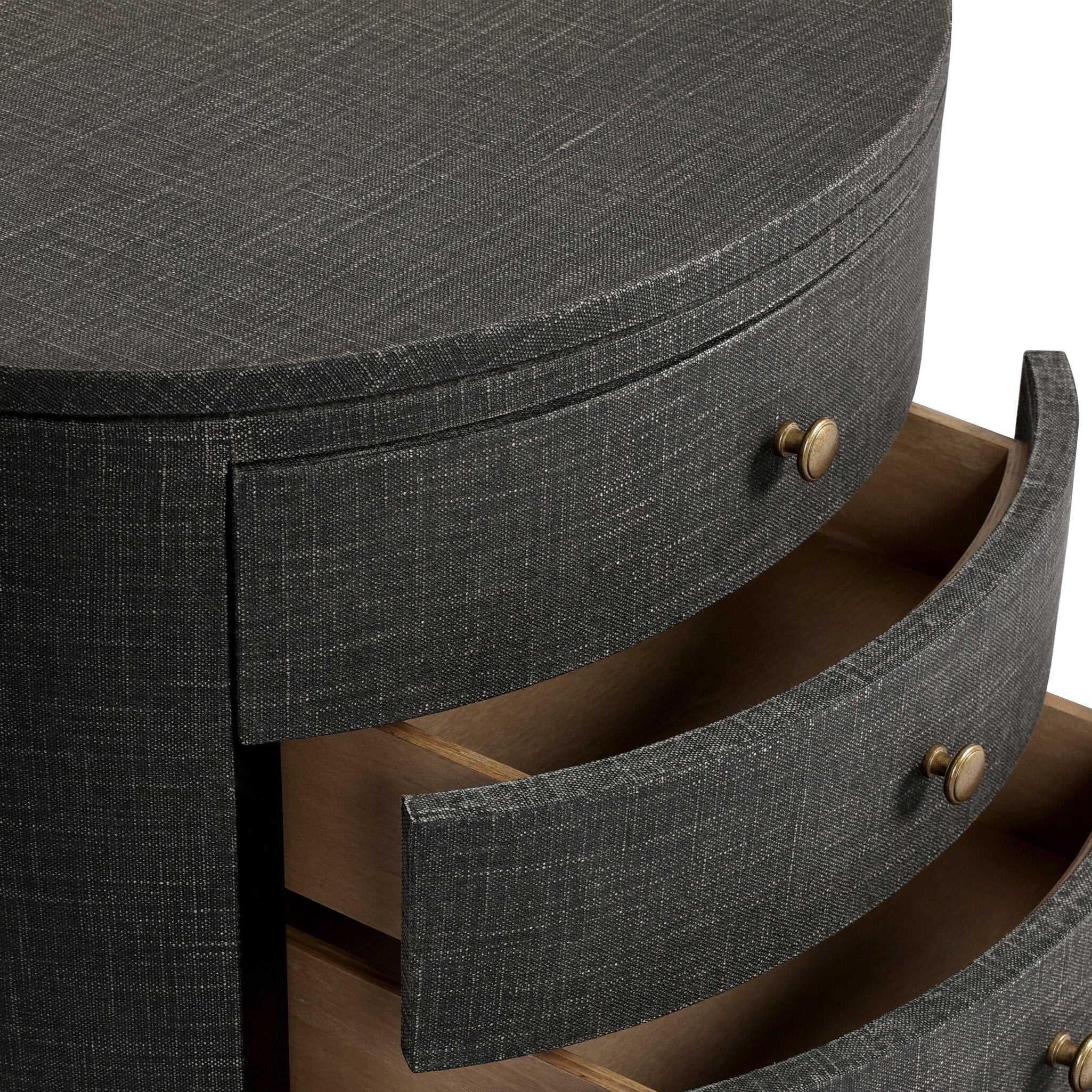 Amelia Oval Nightstand, Black Linen