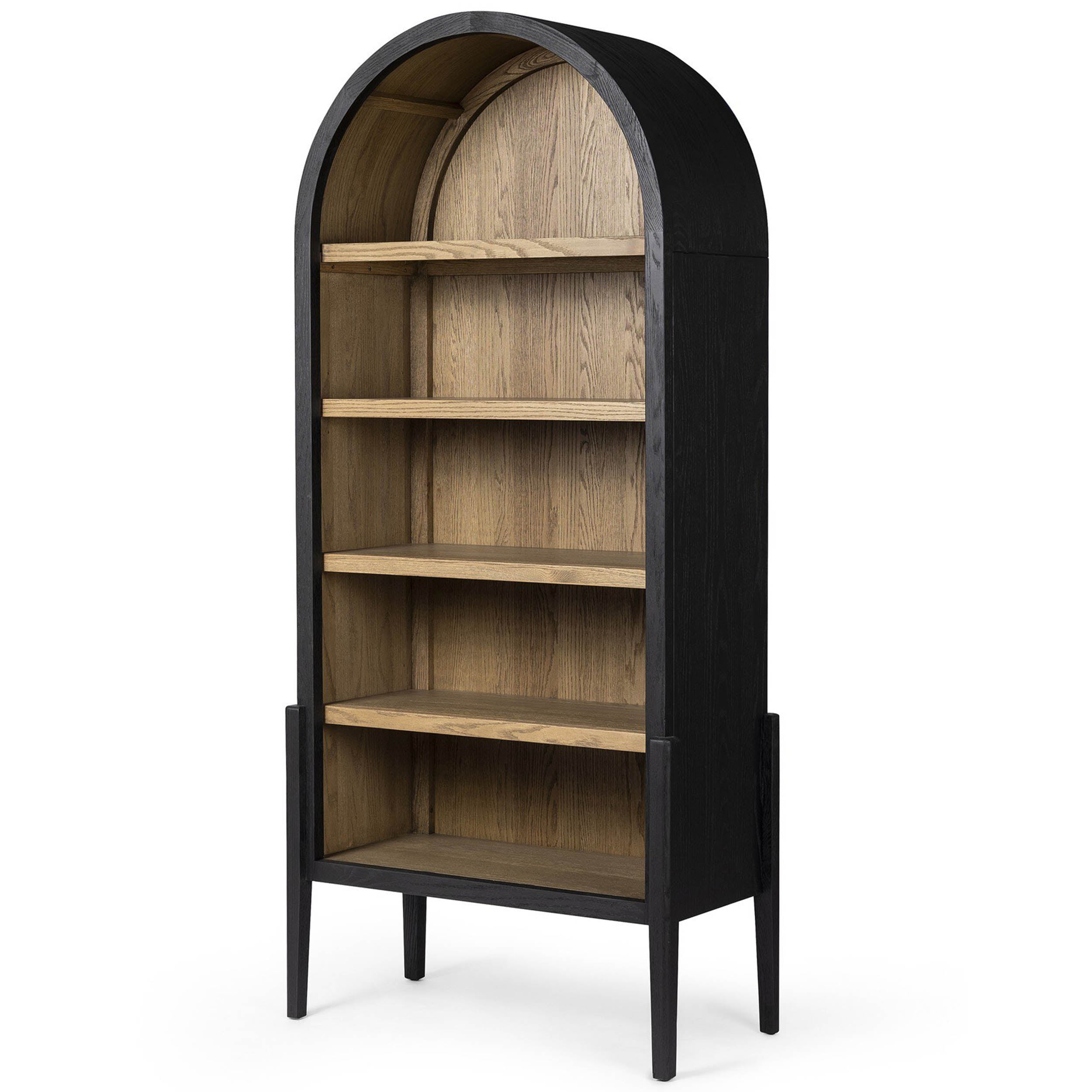 Tolle Bookcase, Drifted Matte Black/Oak Shelves