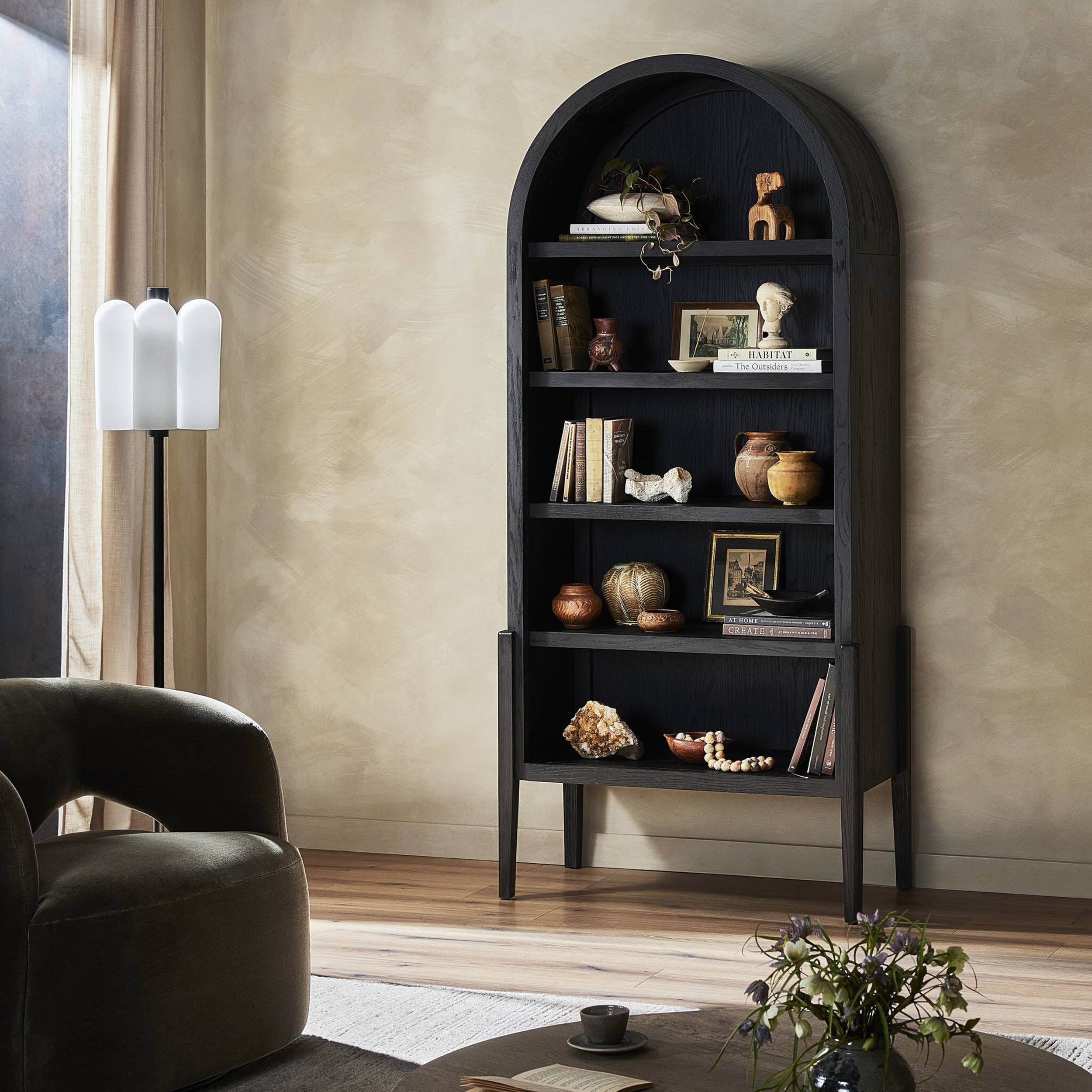Tolle Bookcase, Drifted Matte Black/Black Shelves